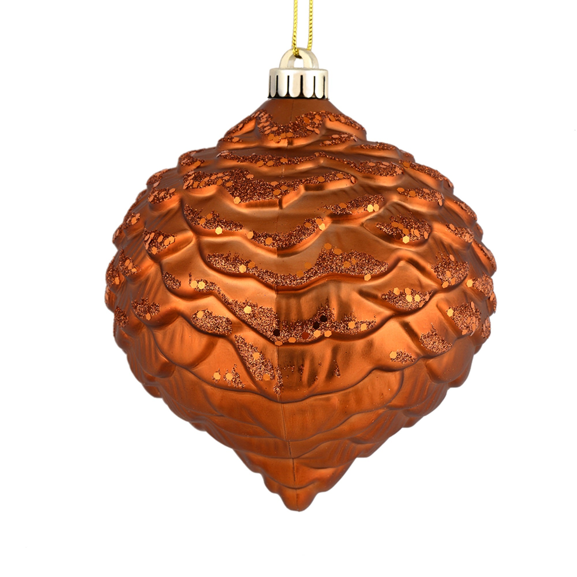 6” Copper Glitter Pine Cone 6/Bag