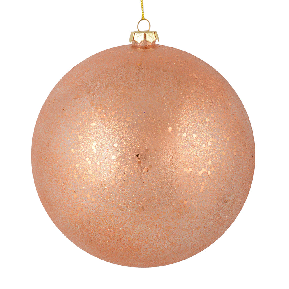 Vickerman 6” Rose Gold Glitter Clear Ball 4/Bag - N184358