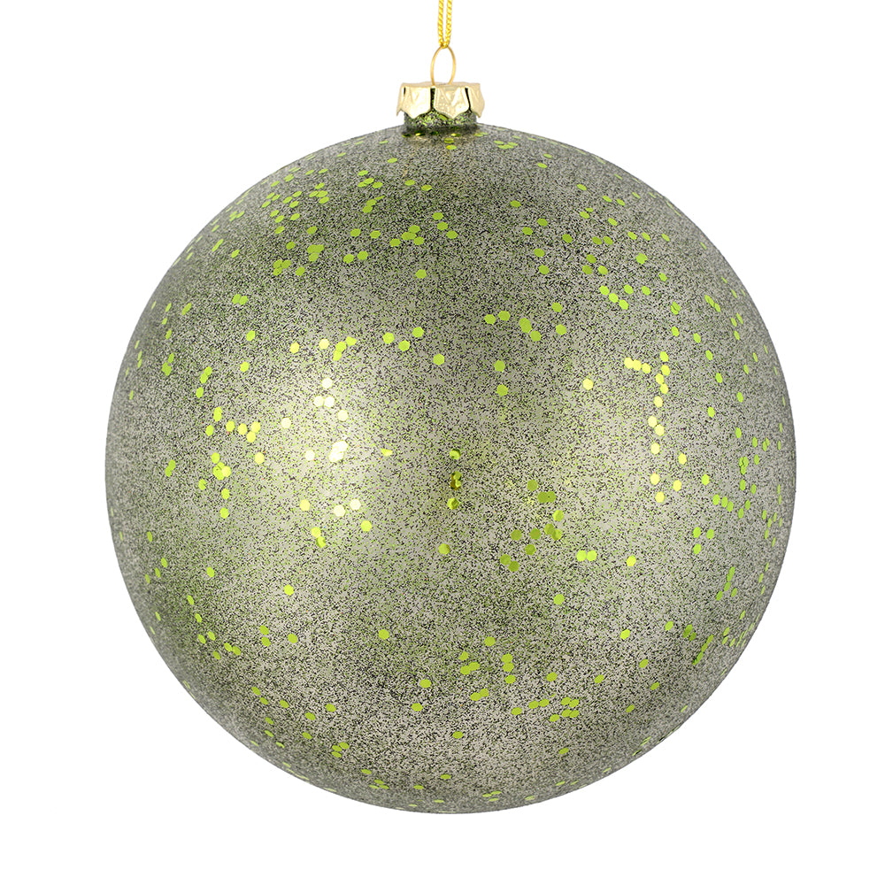 Vickerman 6” Moss Green Glitter Clear Ball 4/Bag - N184364