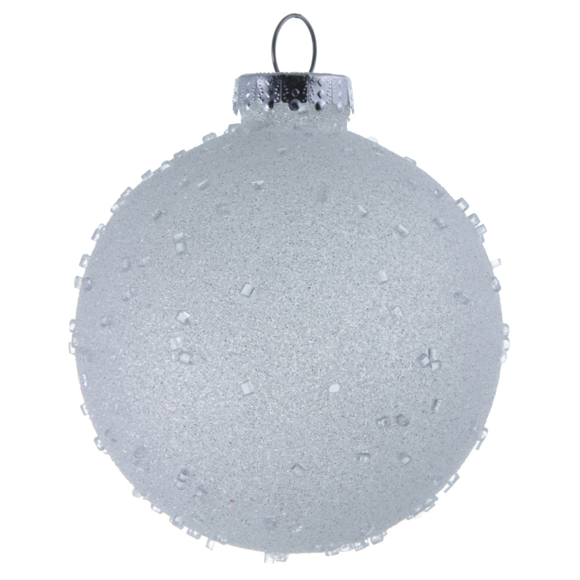 4.75” White Ice Ball Ornament 4/Bag