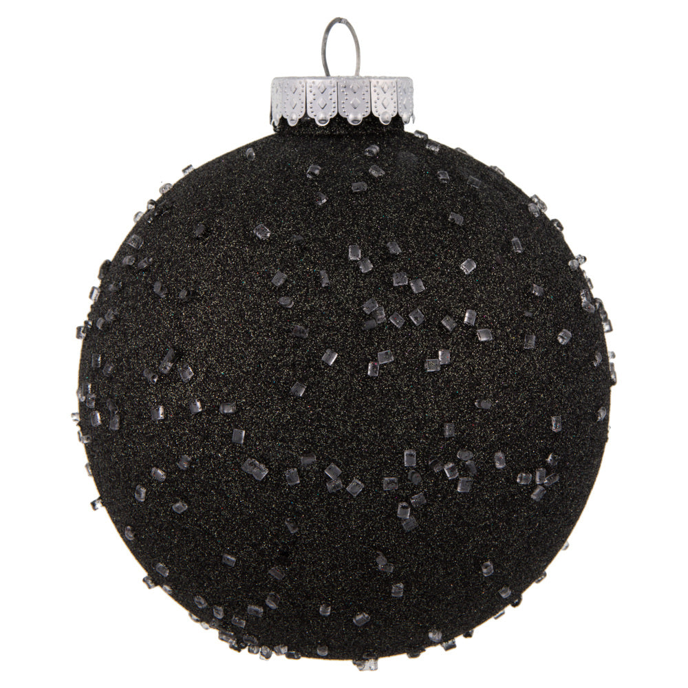 Vickerman 6” Gunmetal Ice Ball Ornament 4/Bag - N185384