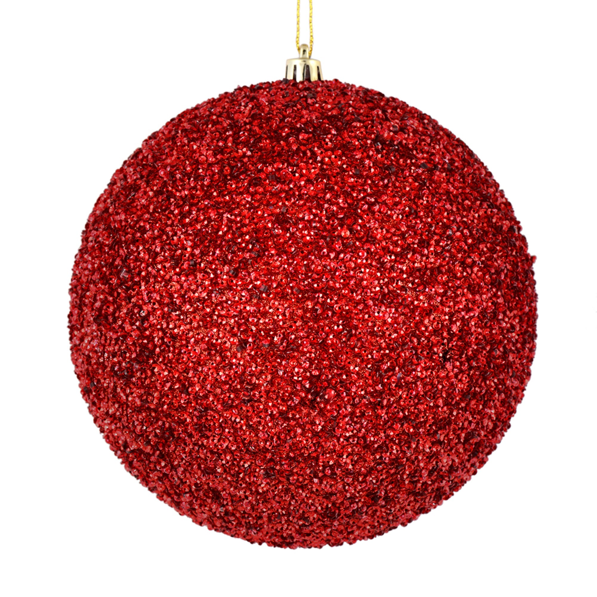 4” Red Beaded Ball Drilled 6/Bag