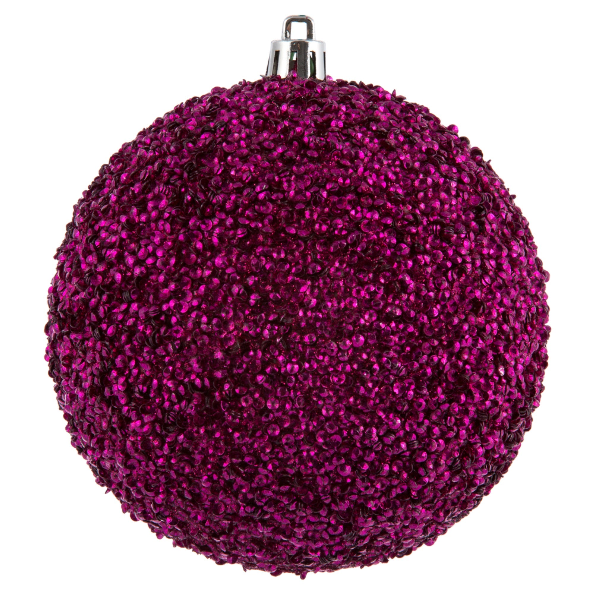 4” Fuchsia Beaded Ball Drilled 6/Bag