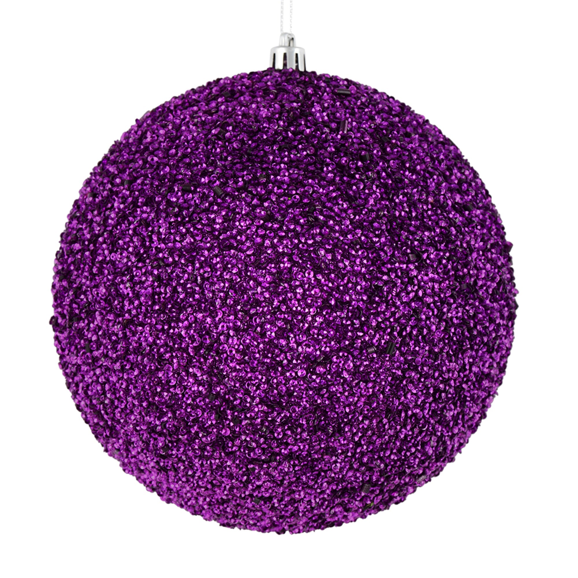 4.75” Purple Beaded Ball Drilled 6/Bag