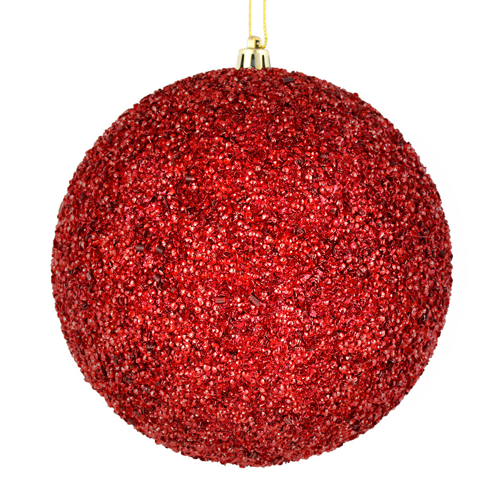 Vickerman 6” Wine Beaded Ball Drilled 4/Bag - N185819D