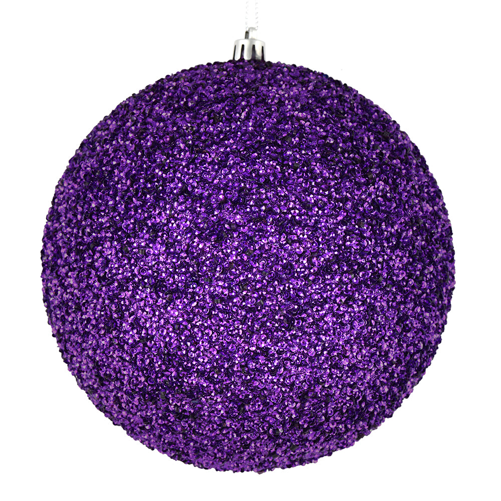 Vickerman 6” Plum Beaded Ball Drilled 4/Bag - N185826D