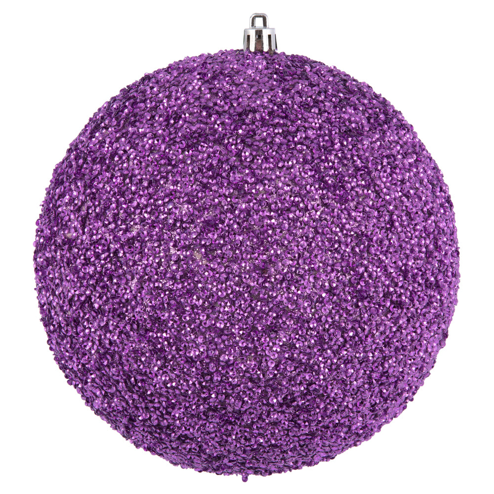 Vickerman 6” Orchid Beaded Ball Drilled 4/Bag - N185869D