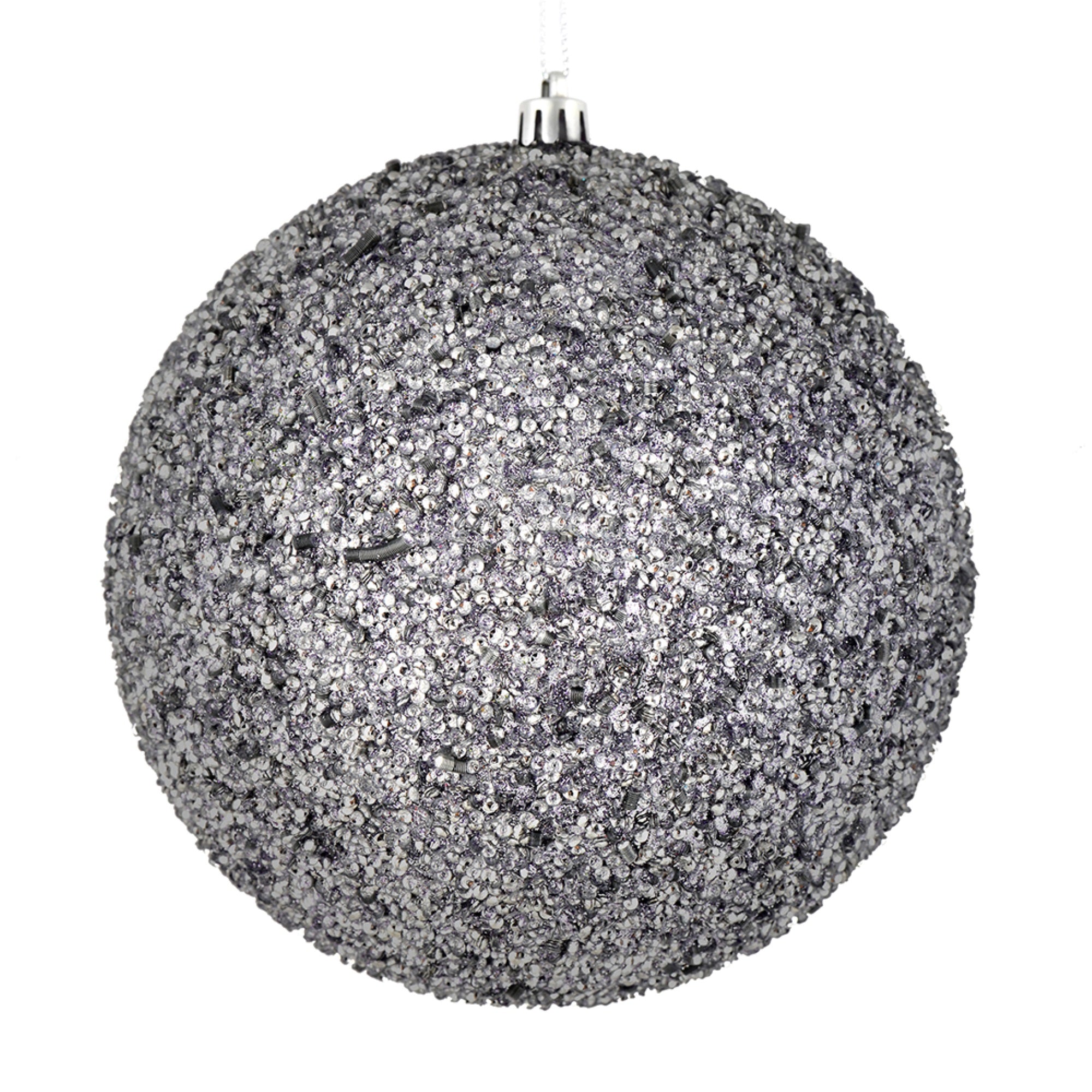 8” Silver Beaded Ball Drilled 2/Bag