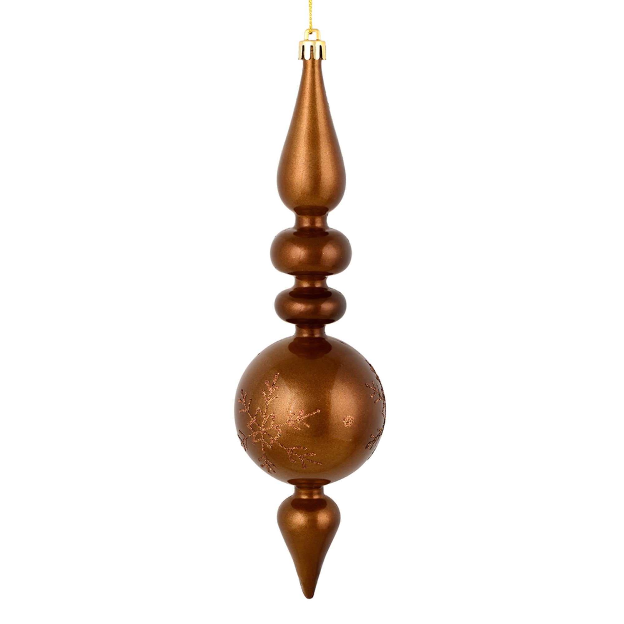 10” Mocha Candy Snowflake Finial 4/Bag