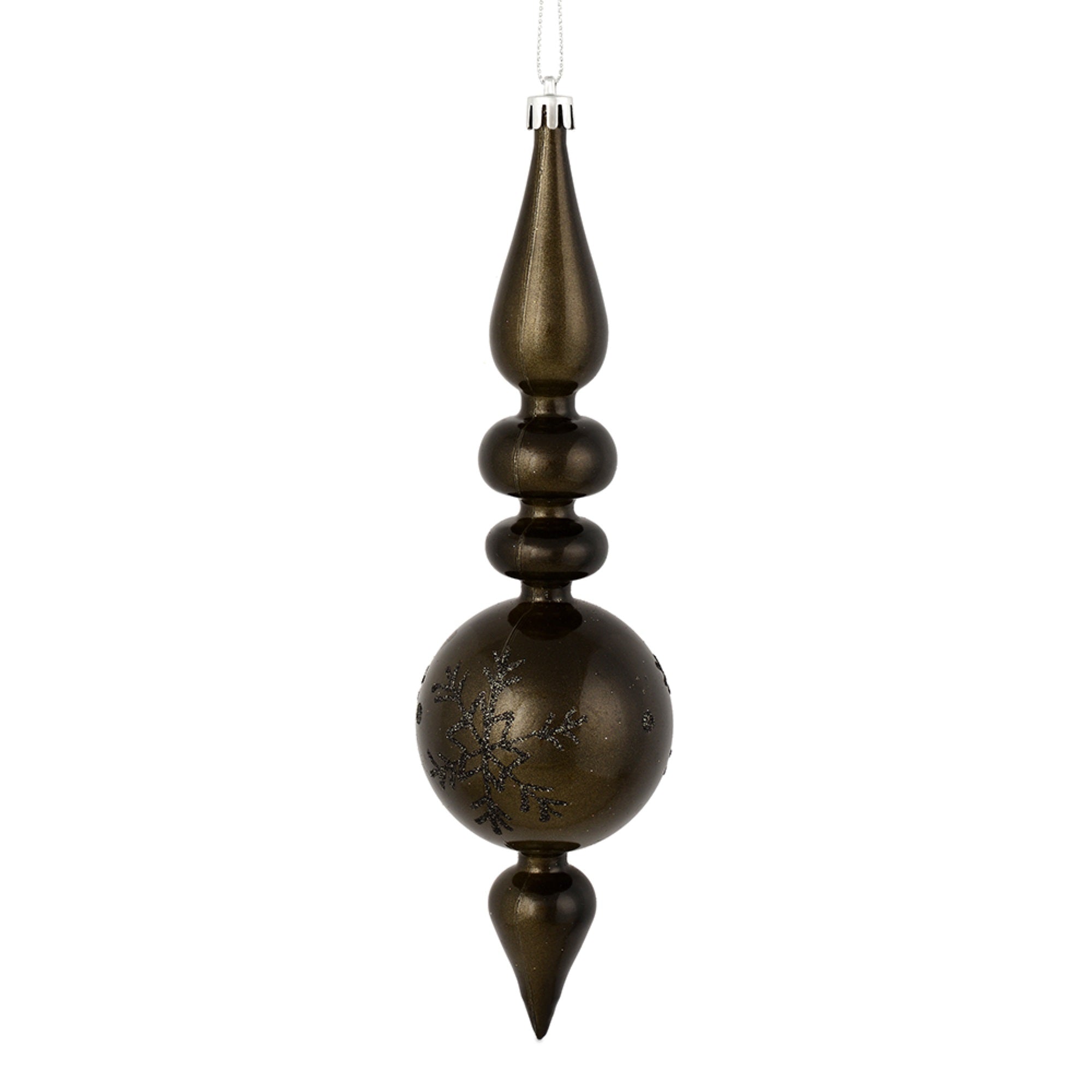 10” Gunmetal Candy Snowflake Finial 4/Bg