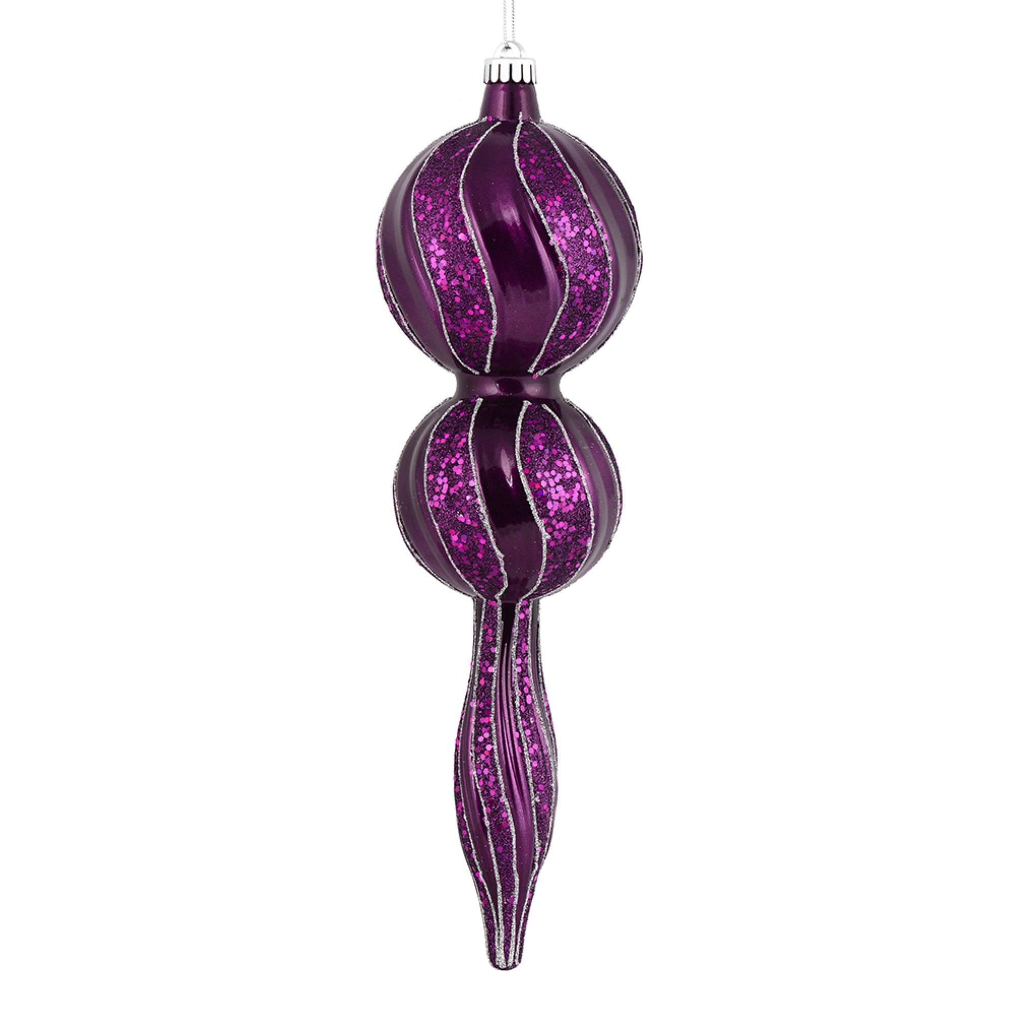 16.5” Plum Candy Glitter Finial