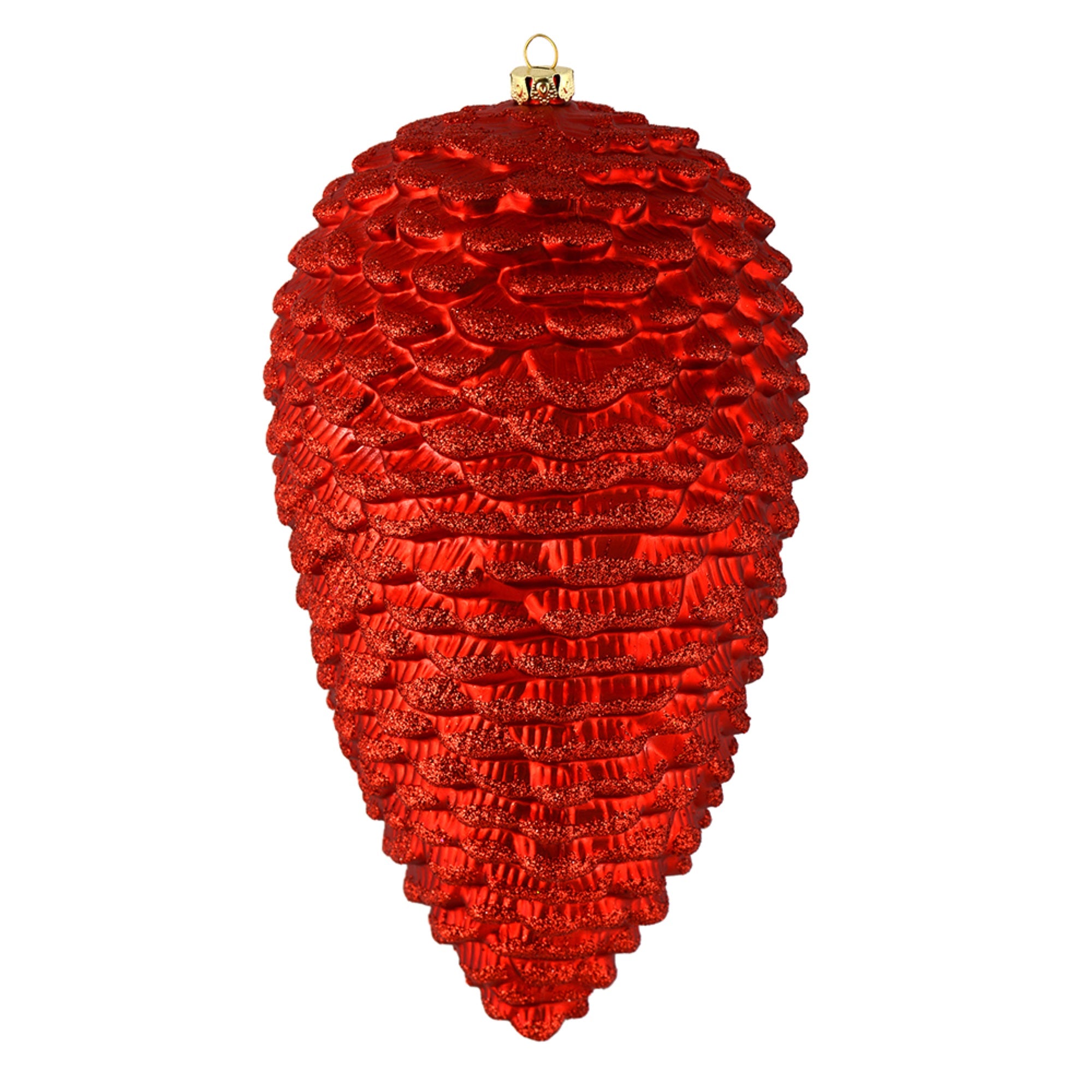 7” Red Matte Glitter Pinecone 4/Bag