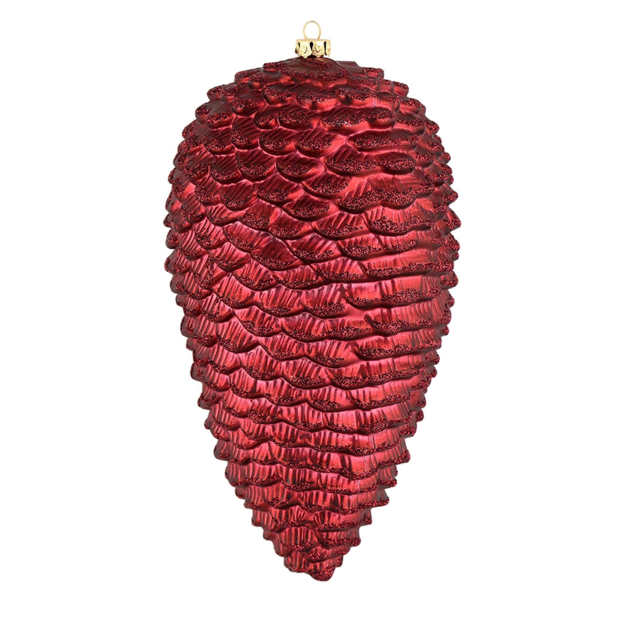 7” Wine Matte Glitter Pinecone 4/Bag