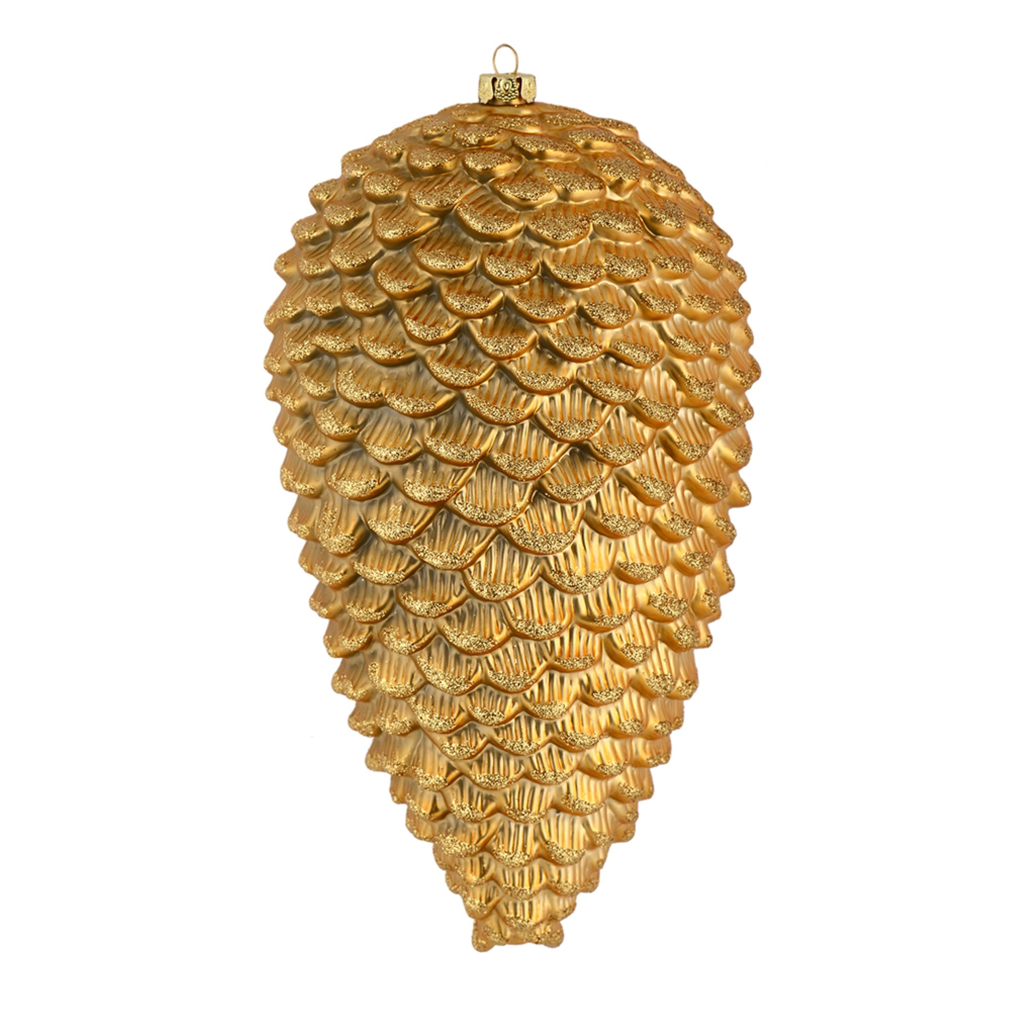 7” Copper Gold Matte Glitt Pinecone 4/Ba