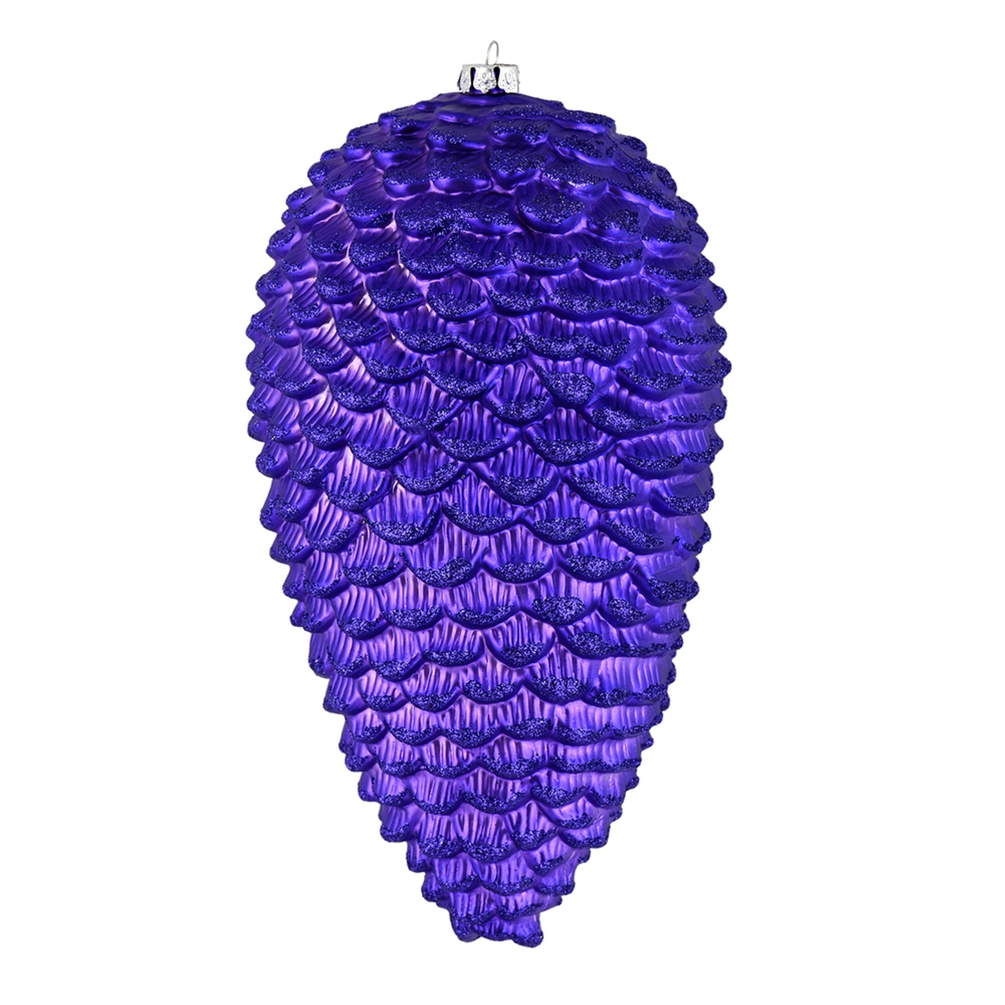 7” Purple Matte Glitter Pinecone 4/Bag