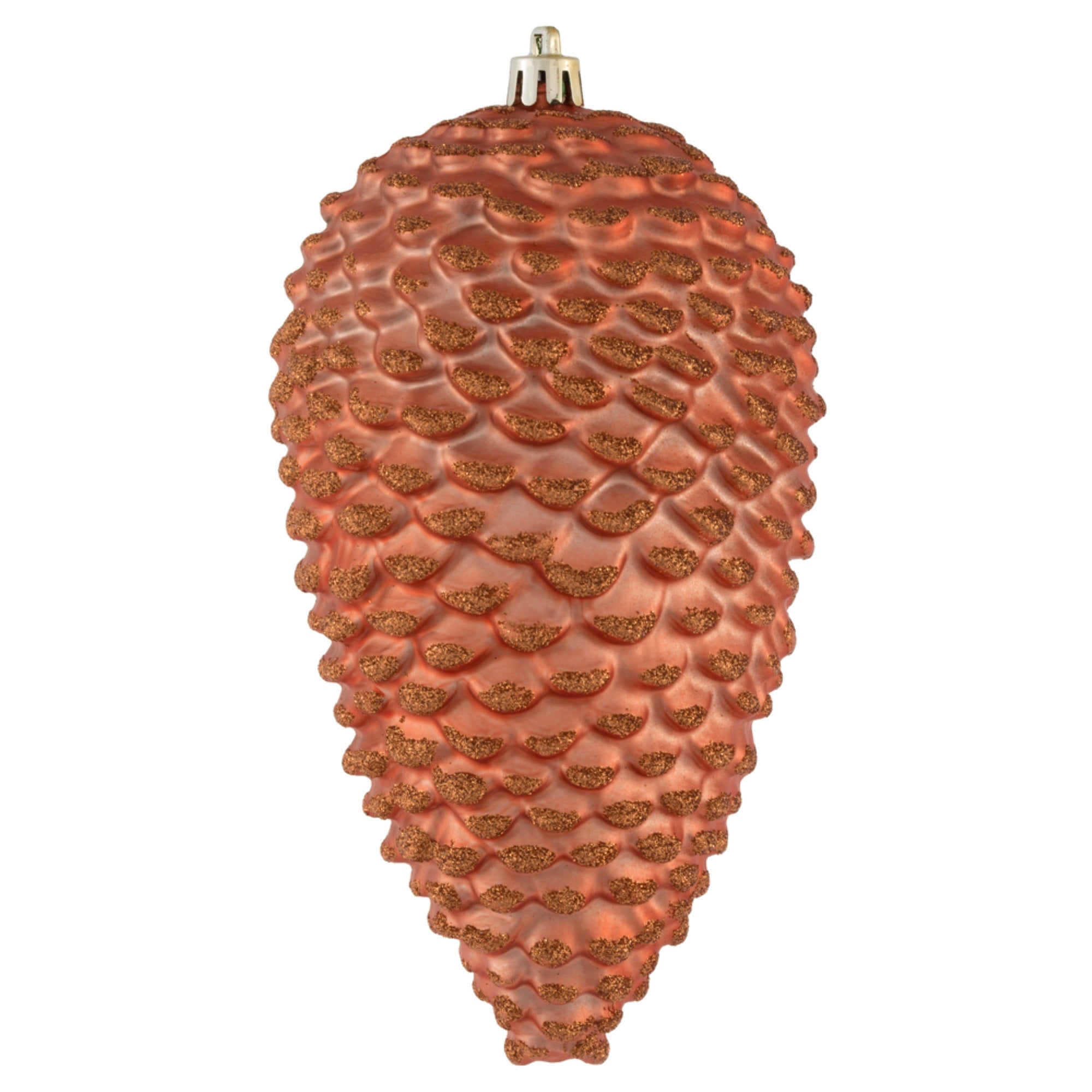 7” Coral Matte Glitter Pinecone 4/Bag