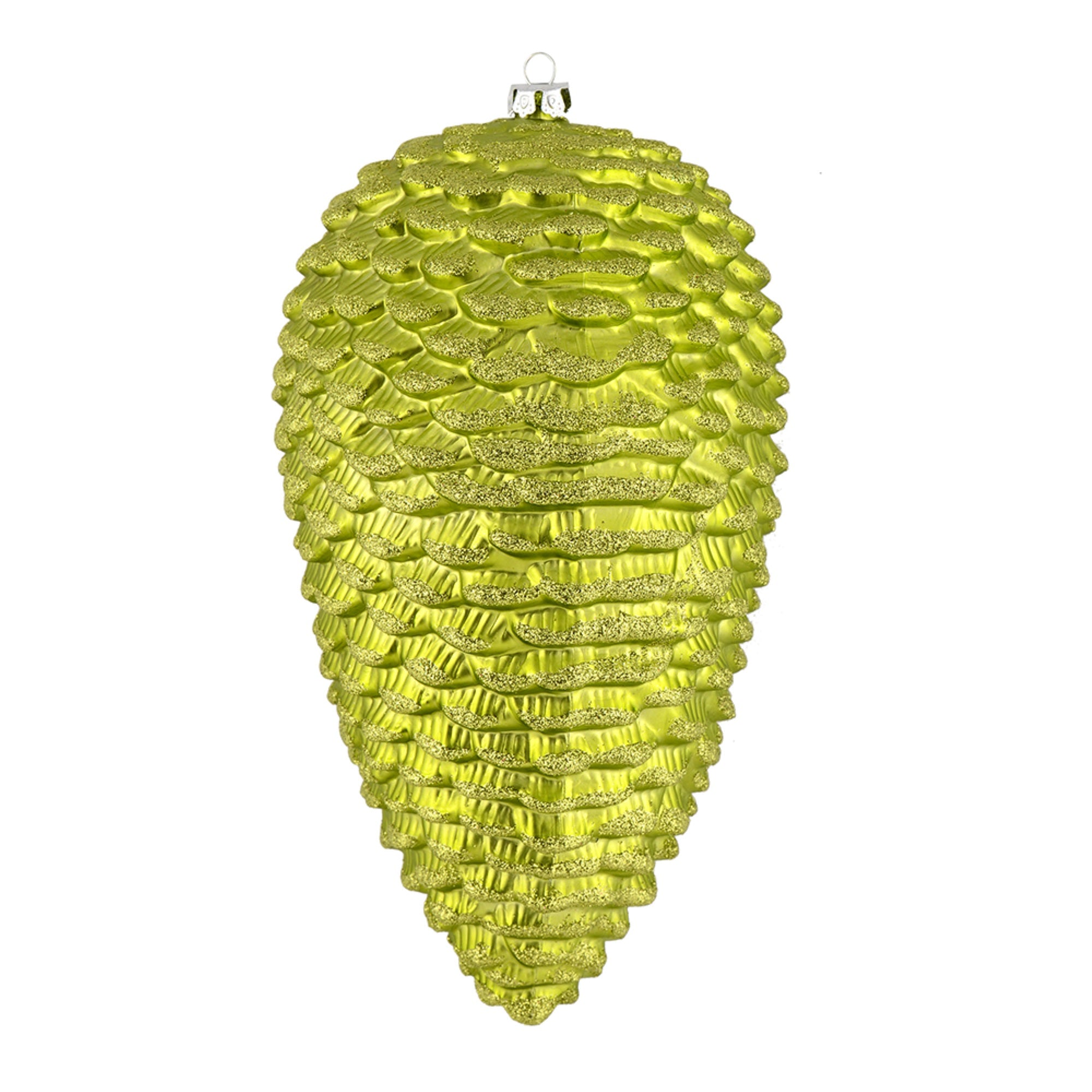 7” Lime Matte Glitter Pinecone 4/Bag