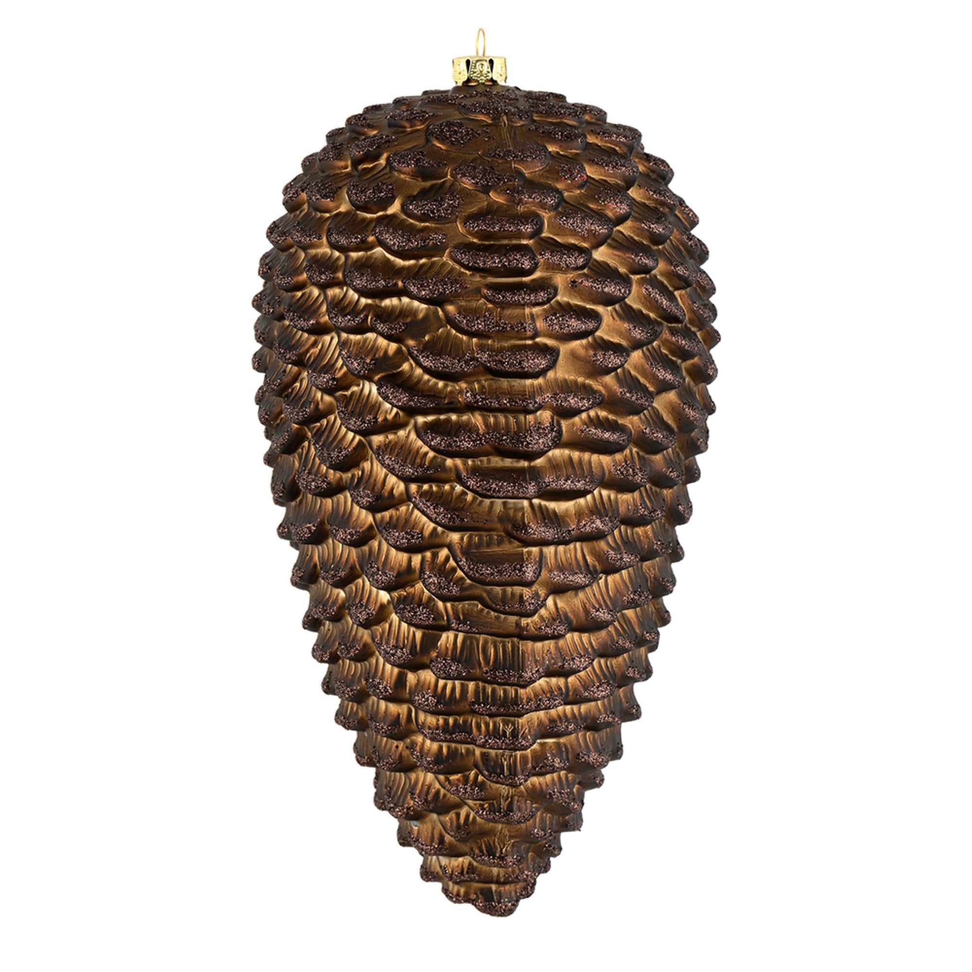 7” Chocolate Matte Glitter Pinecone 4/Bg