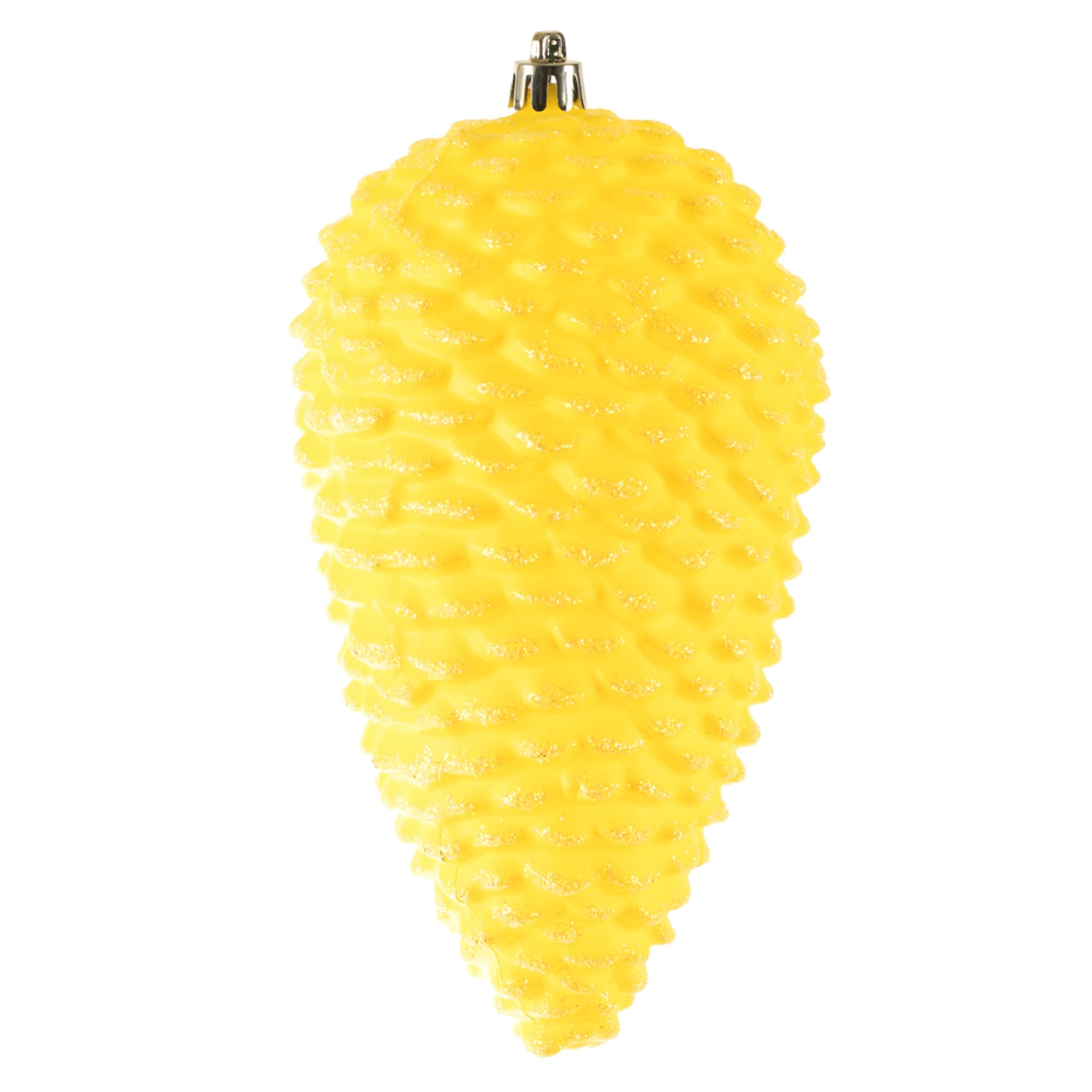 7” Yellow Matte Glitter Pinecone 4/Bag