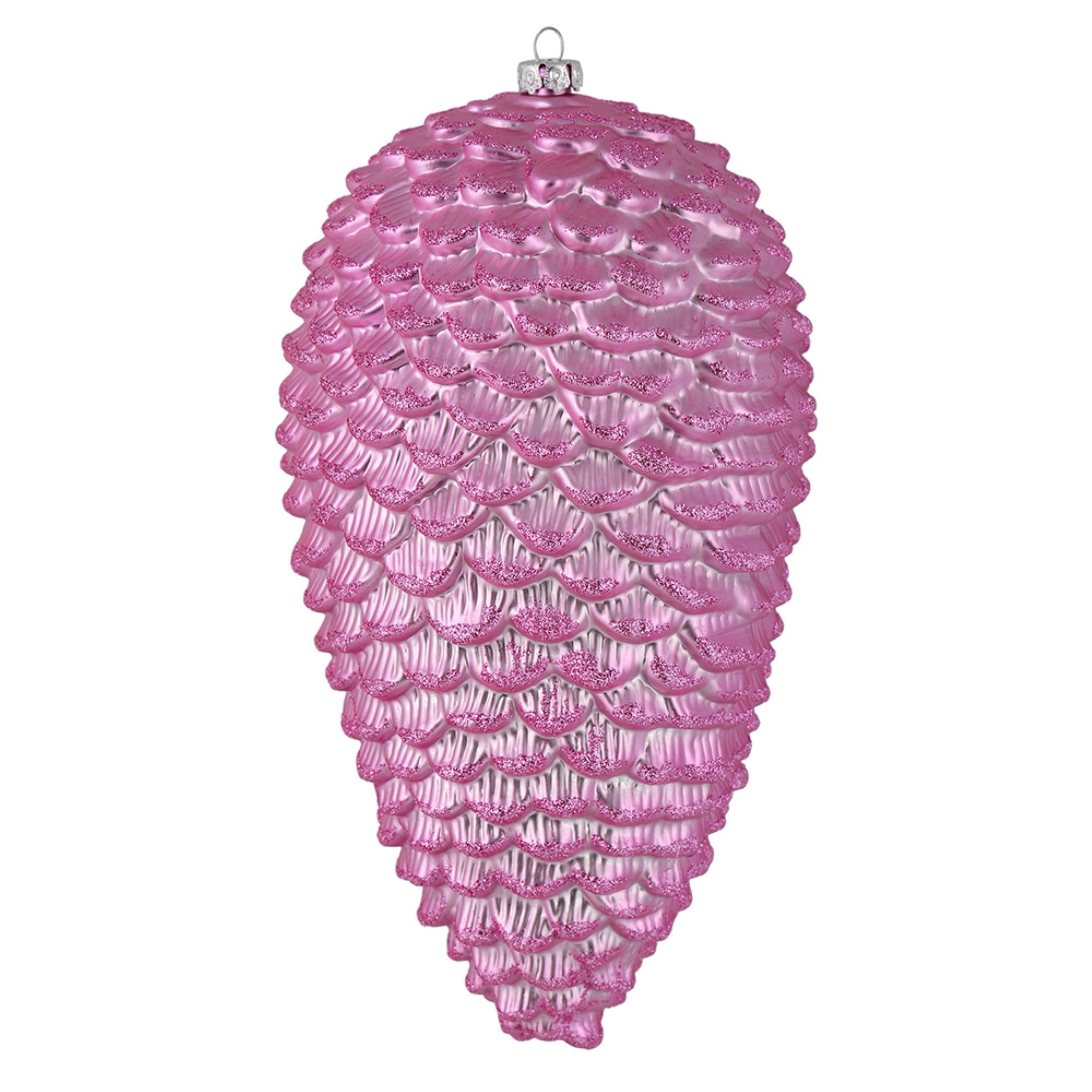 7” Pink Matte Glitter Pinecone 4/Bag