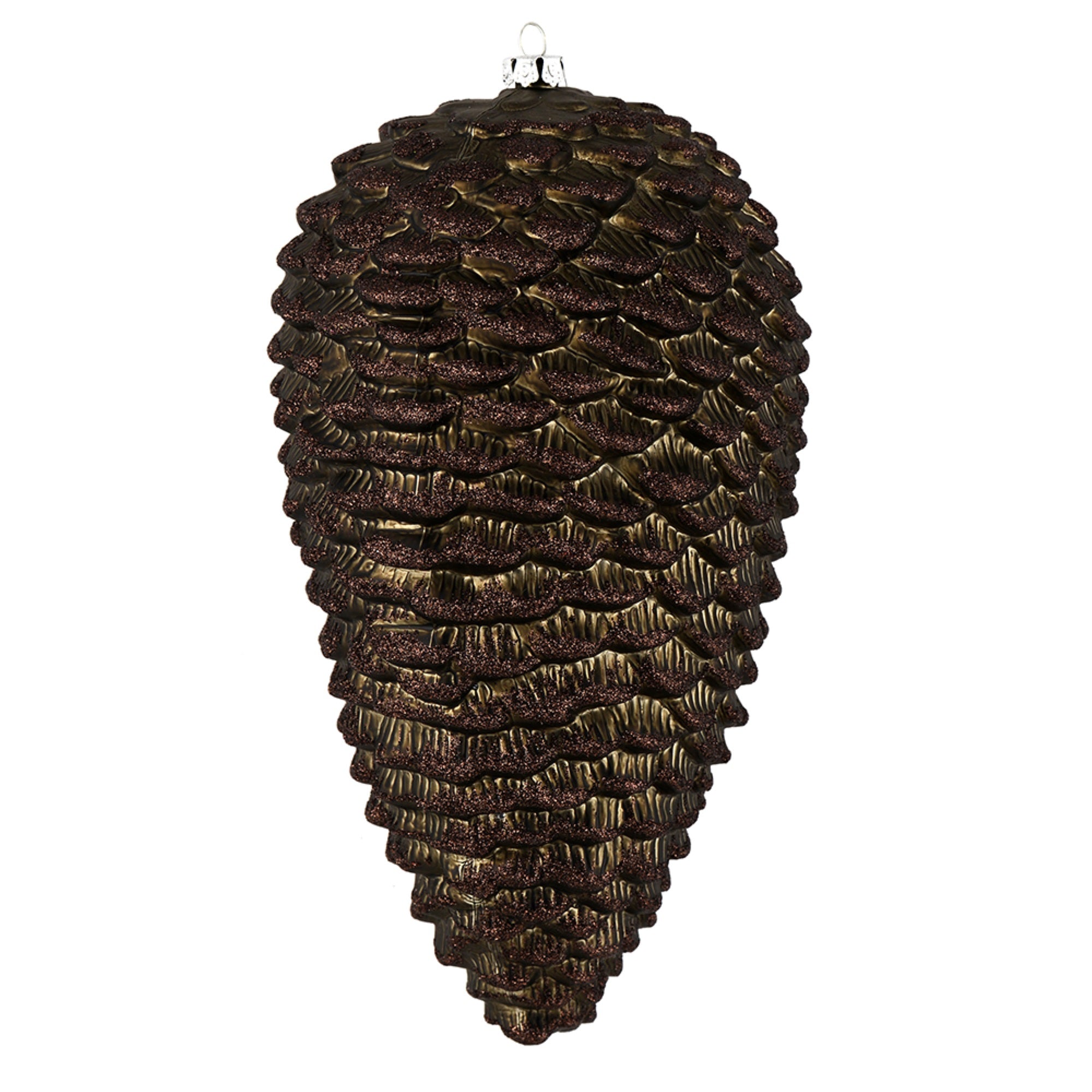 7” Gunmetal Matte Glitter Pinecone 4/Bag
