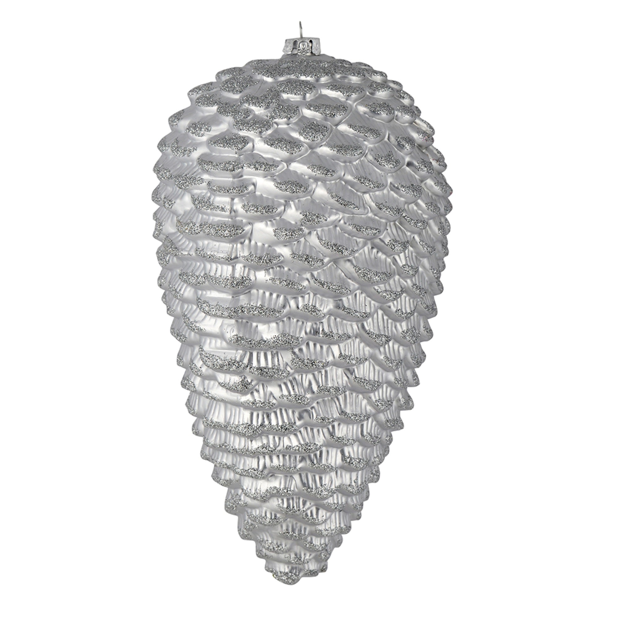 10” Silver Matte Glitter Pinecone 2/Box