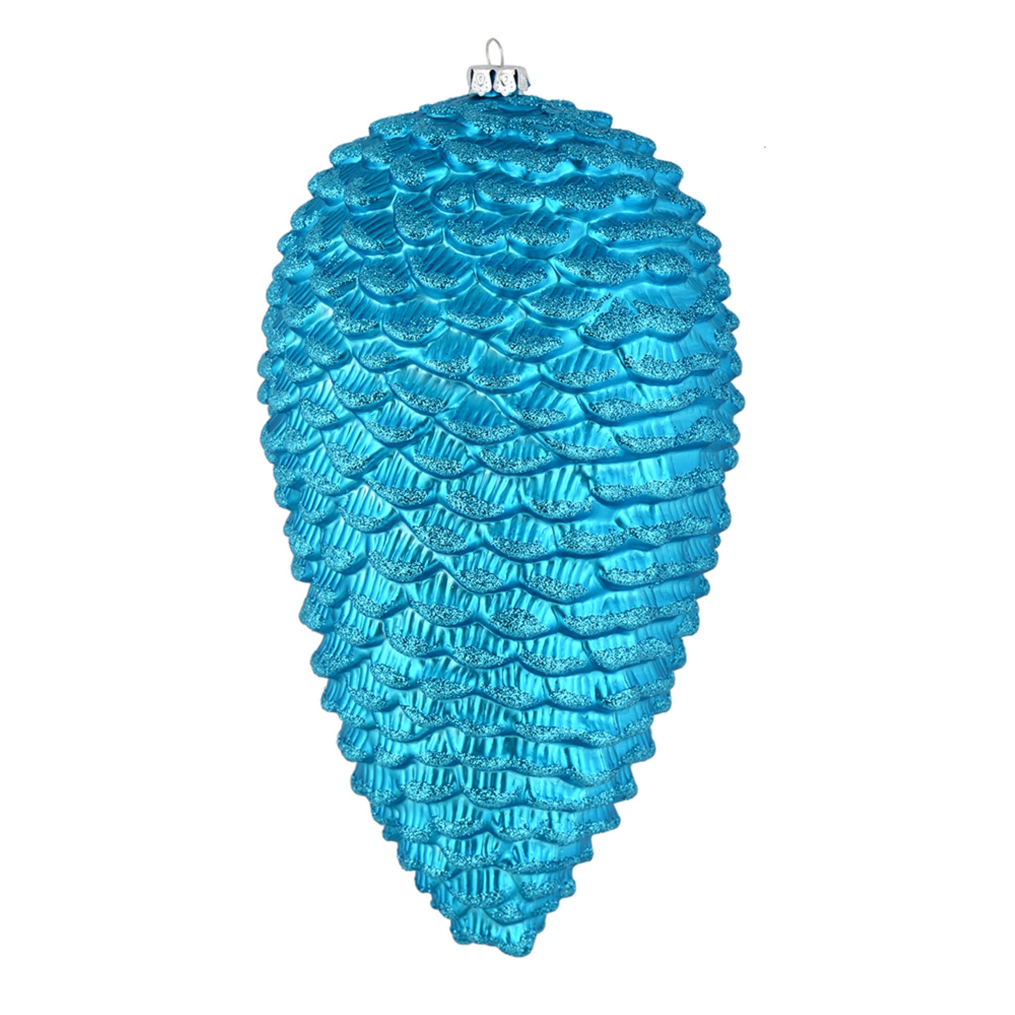 10” Turquoise Matte Glitter Pinecone 2/B