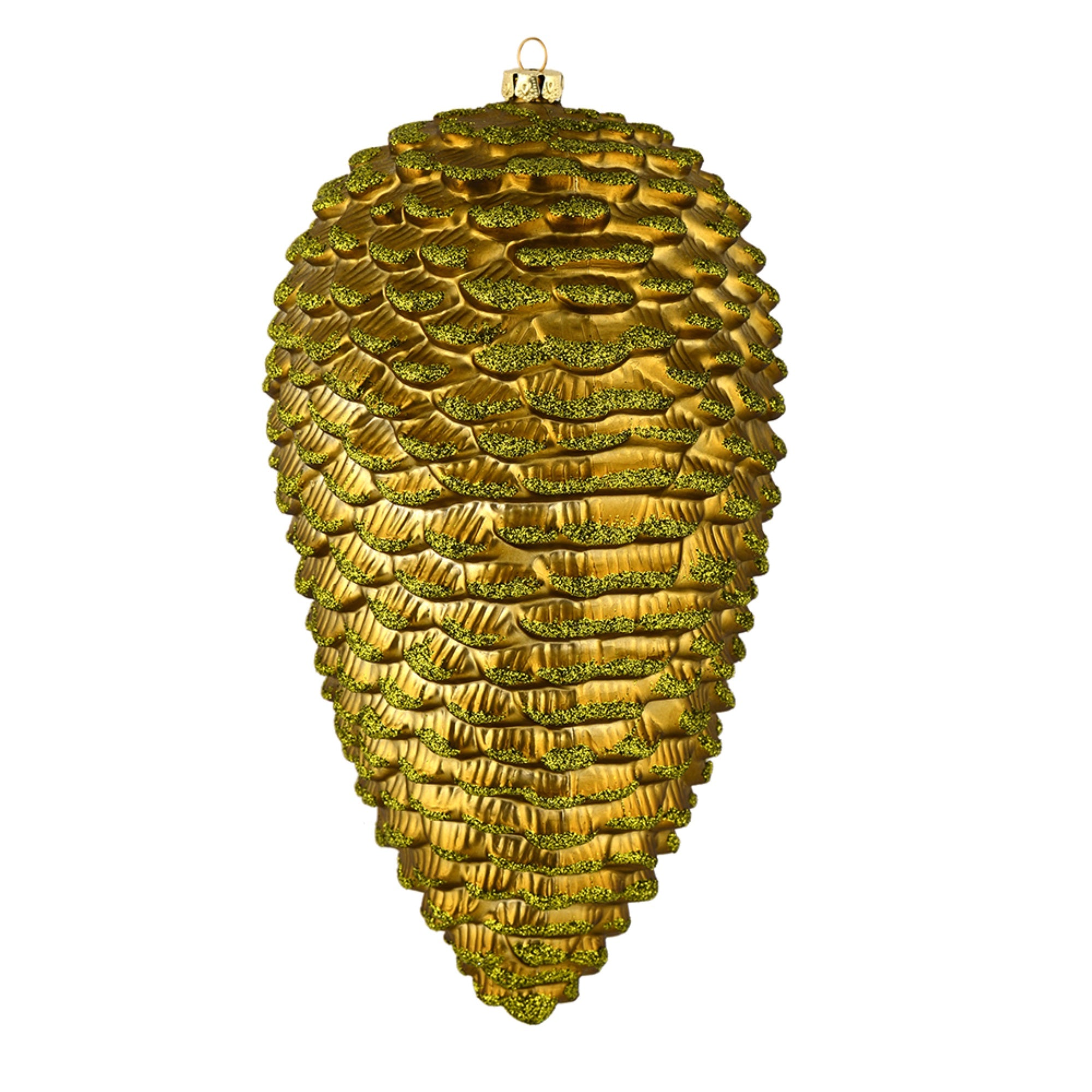 10” Olive Matte Glitter Pinecone 2/Box