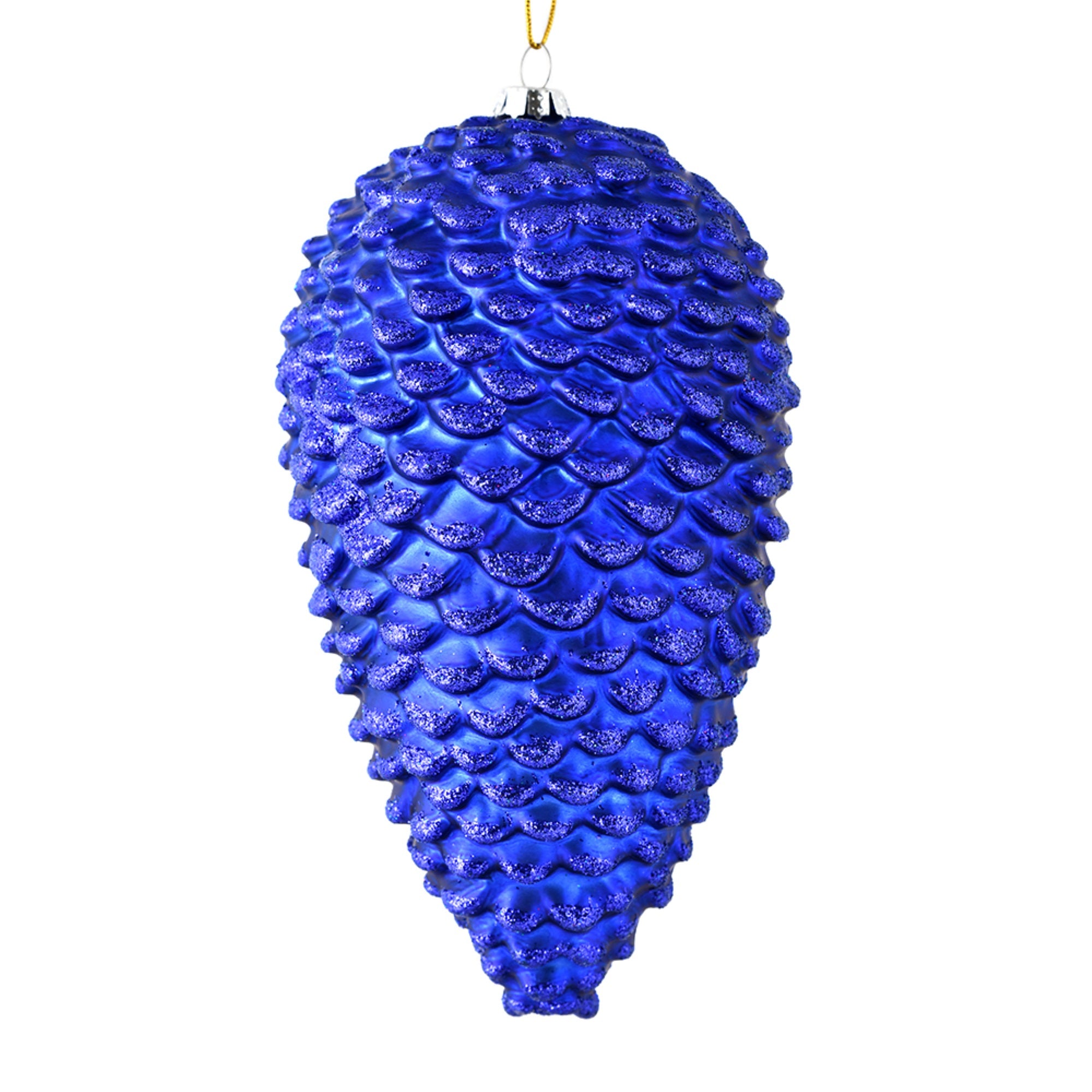 10” Cobalt Blue Matte Glitt Pinecone 2/B