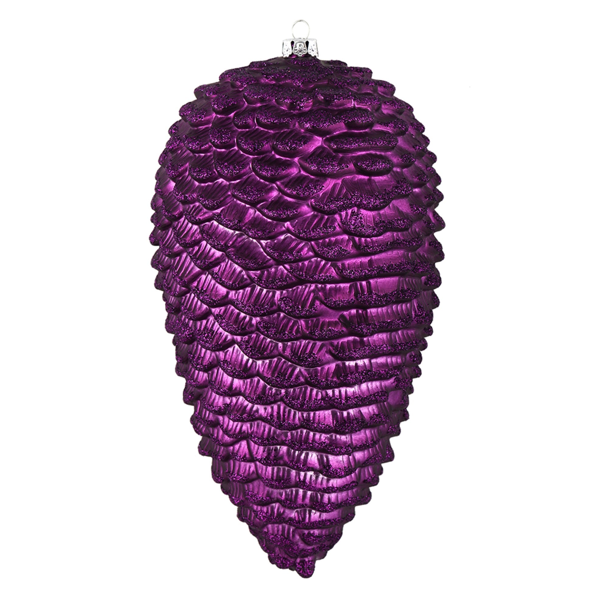 10” Plum Matte Glitter Pinecone 2/Box