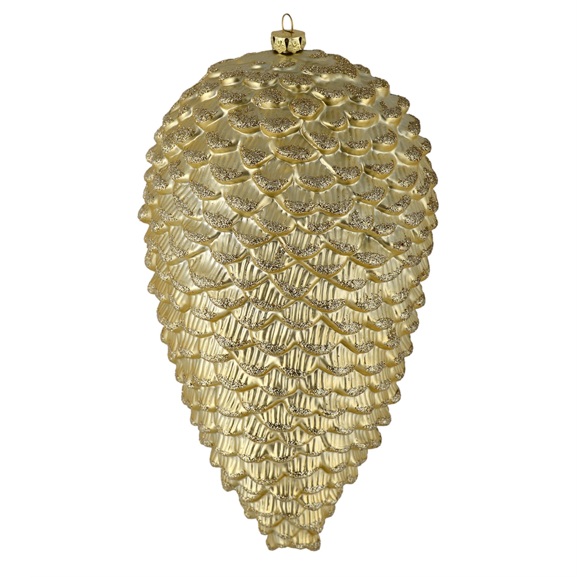 10” Champagne Matte Glitter Pinecone 2/B