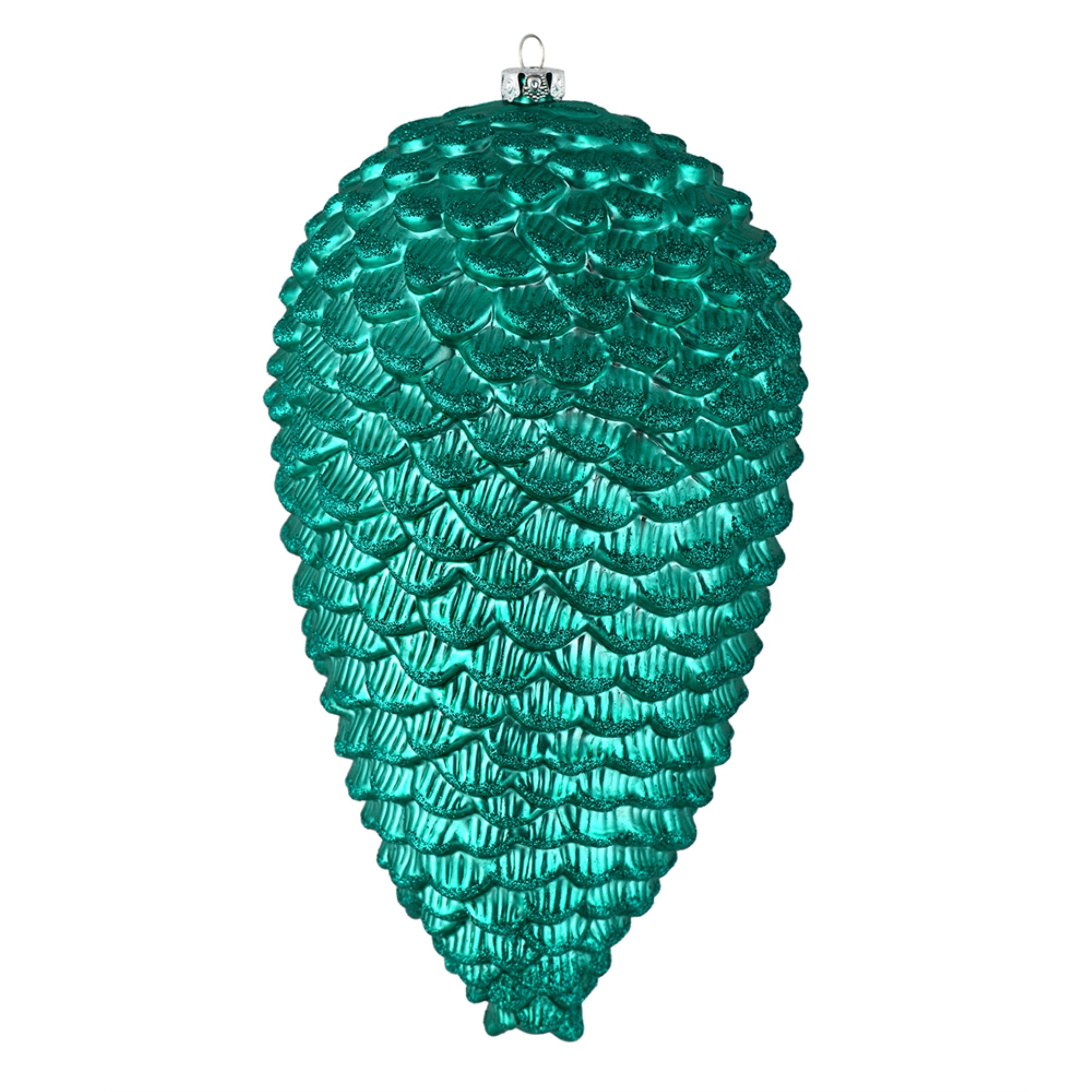 10” Teal Matte Glitter Pinecone 2/Box