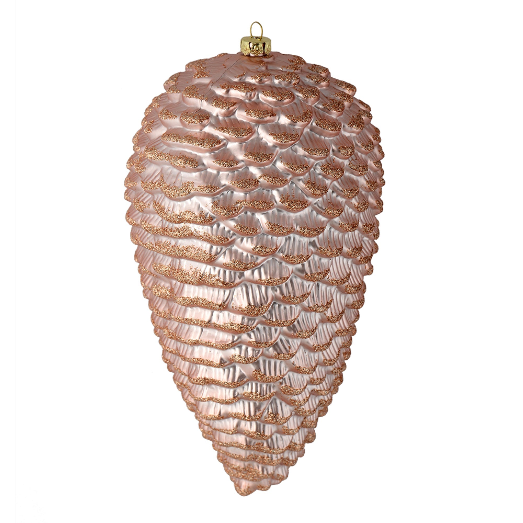 10” Rose Gold Matte Glitter Pinecone 2/B