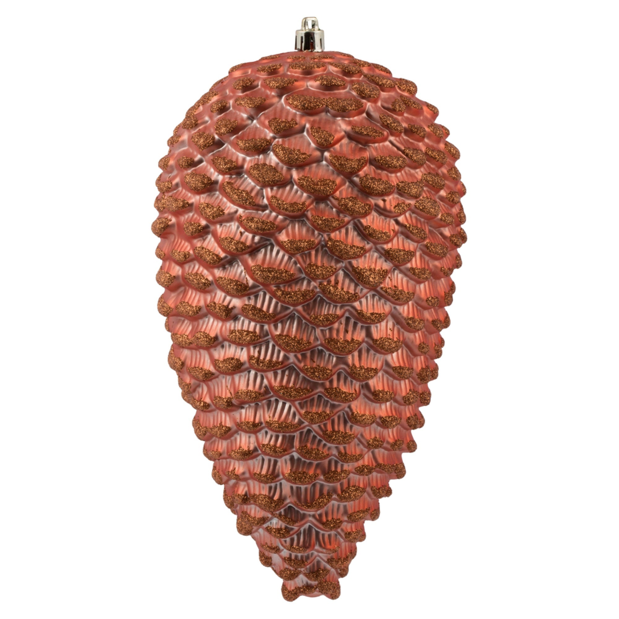 10” Coral Matte Glitter Pinecone 2/Bx