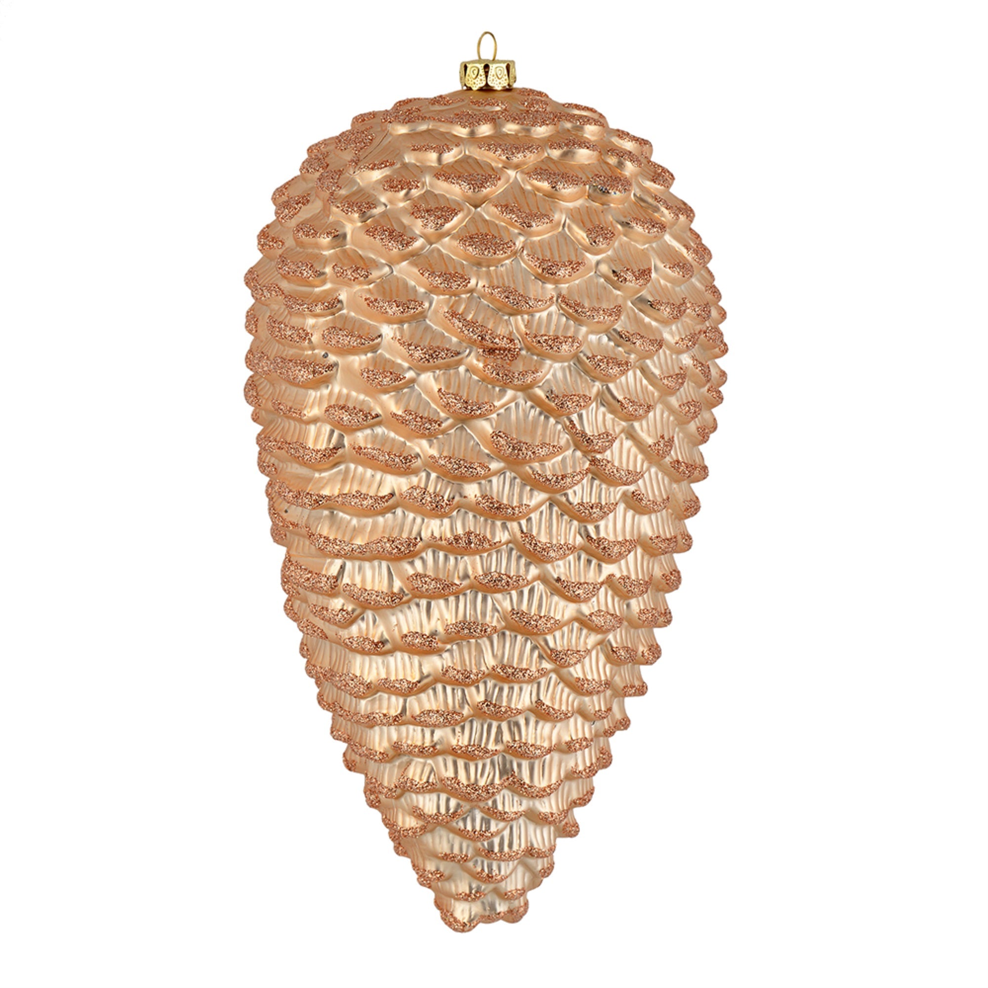 10” Cafe Latte Matte Glitter Pinecone 2/