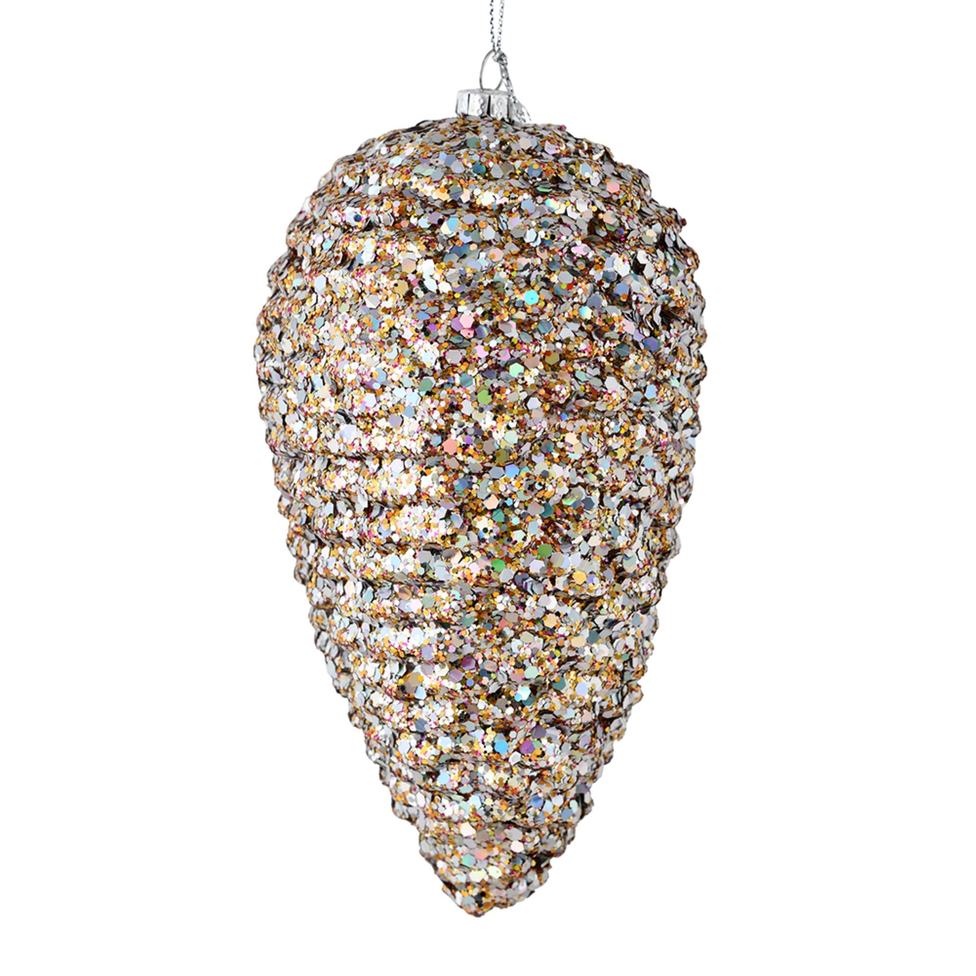 10” Multi-Colored Matte Glitter Pinecone