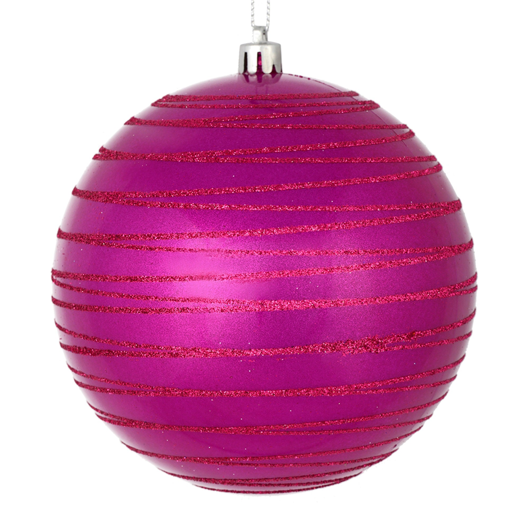 6” Fuchsia Candy Glitter Ball 3/Bag