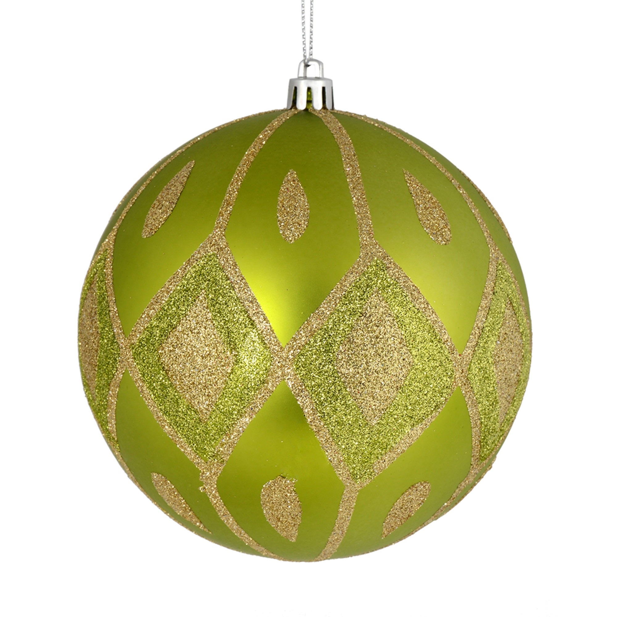 4” Lime Matte Glitter Diamond 4/Bag