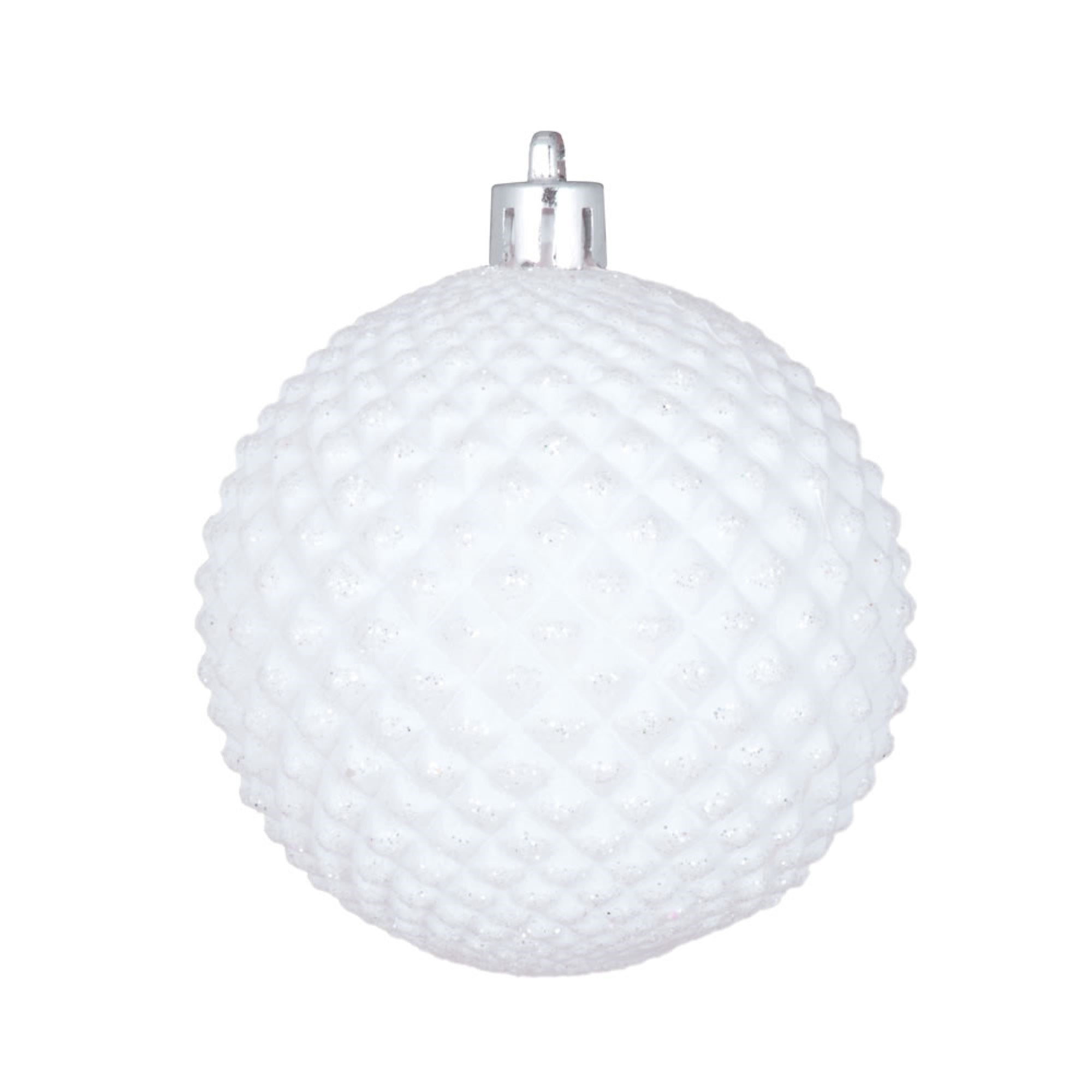 4” White Durian Glitter Ball 6/Bag