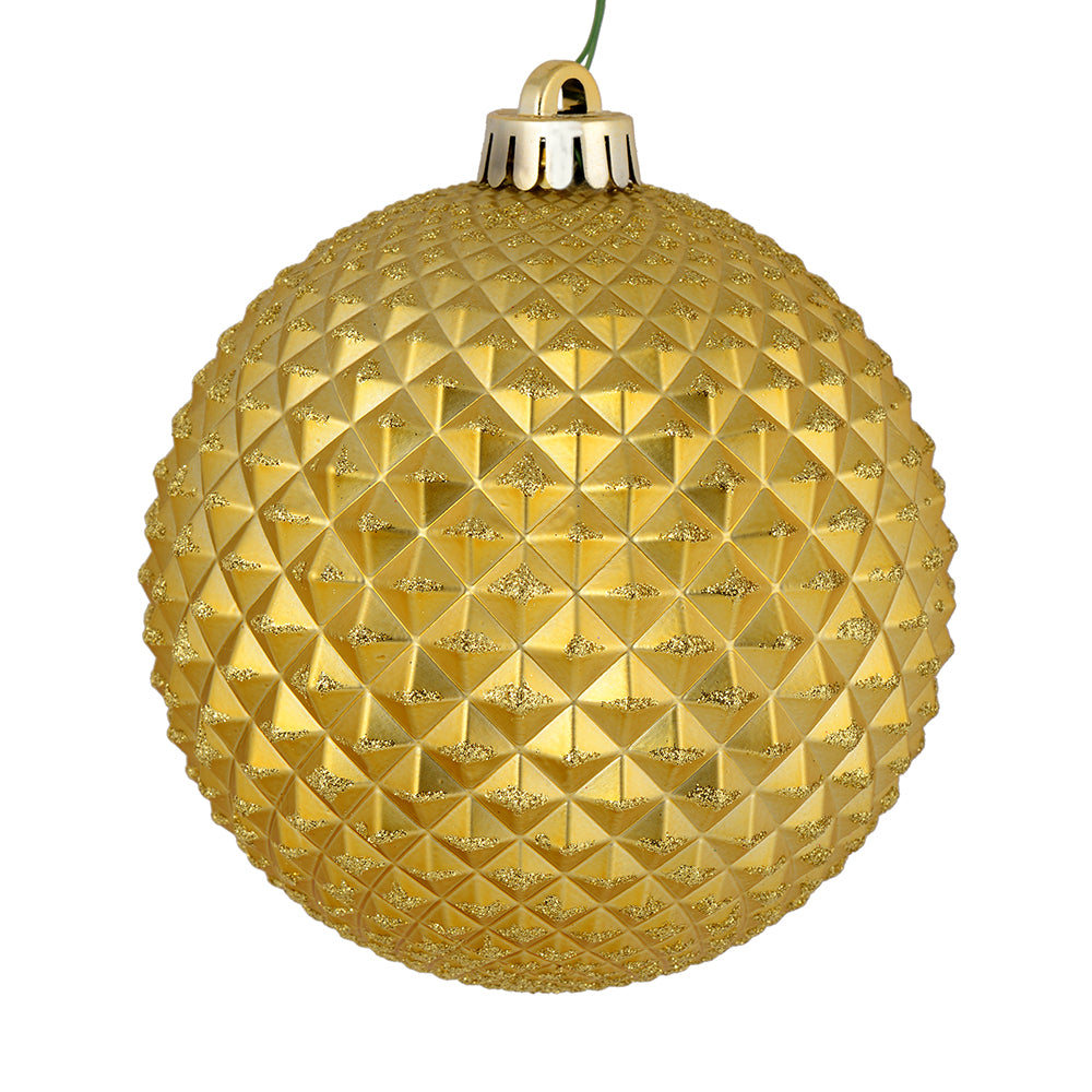Vickerman 6” Gold Durian Glitt Ball Orn Drill 4/Bg - N188708D
