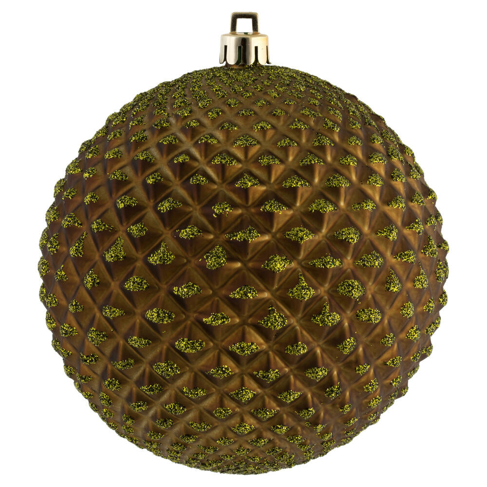 6” Olive Durian Glitt Ball Orn Drill 4Bg