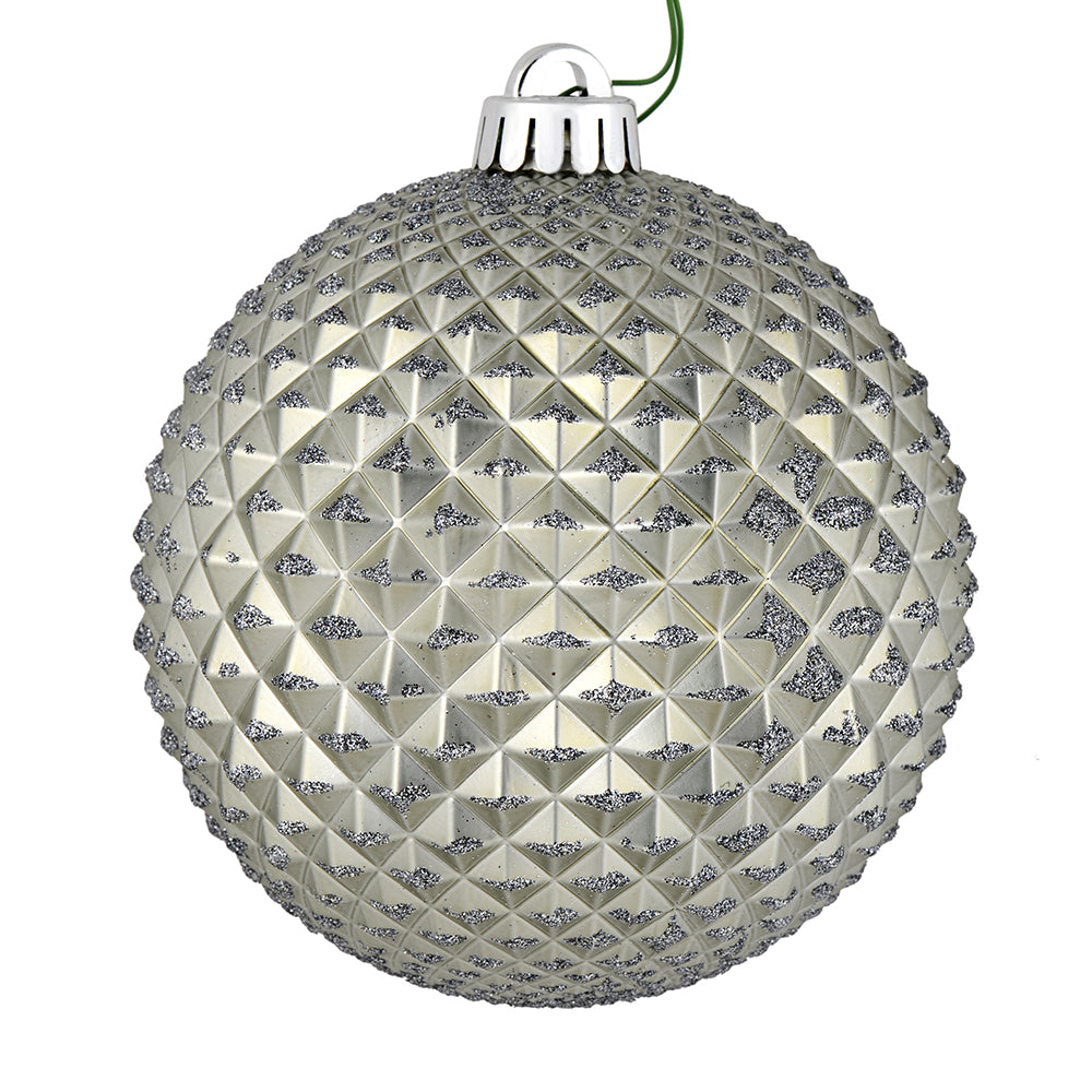 Vickerman 6” Pewter Durian Glitter Ball Drill 4/Bg - N188787D