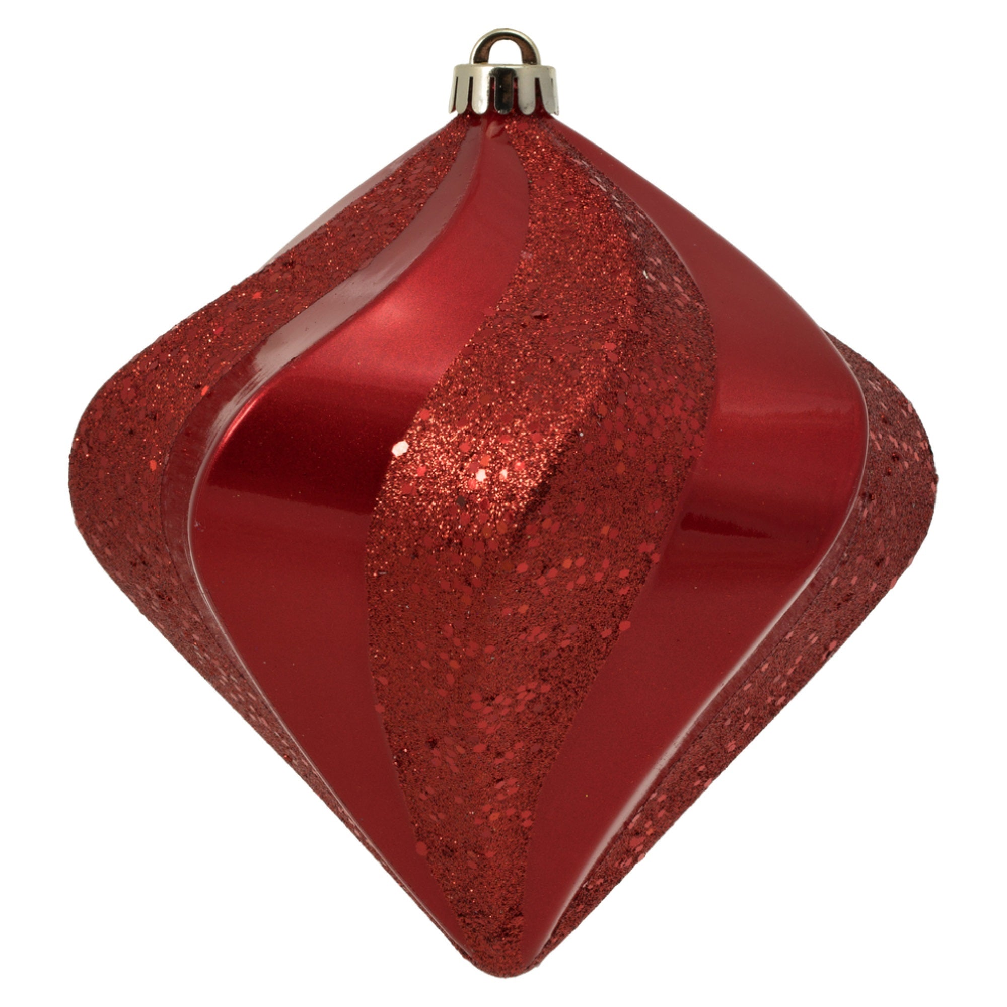 Vickerman 8”  Red Swirl Diamond UV Candy Christmas Ornament