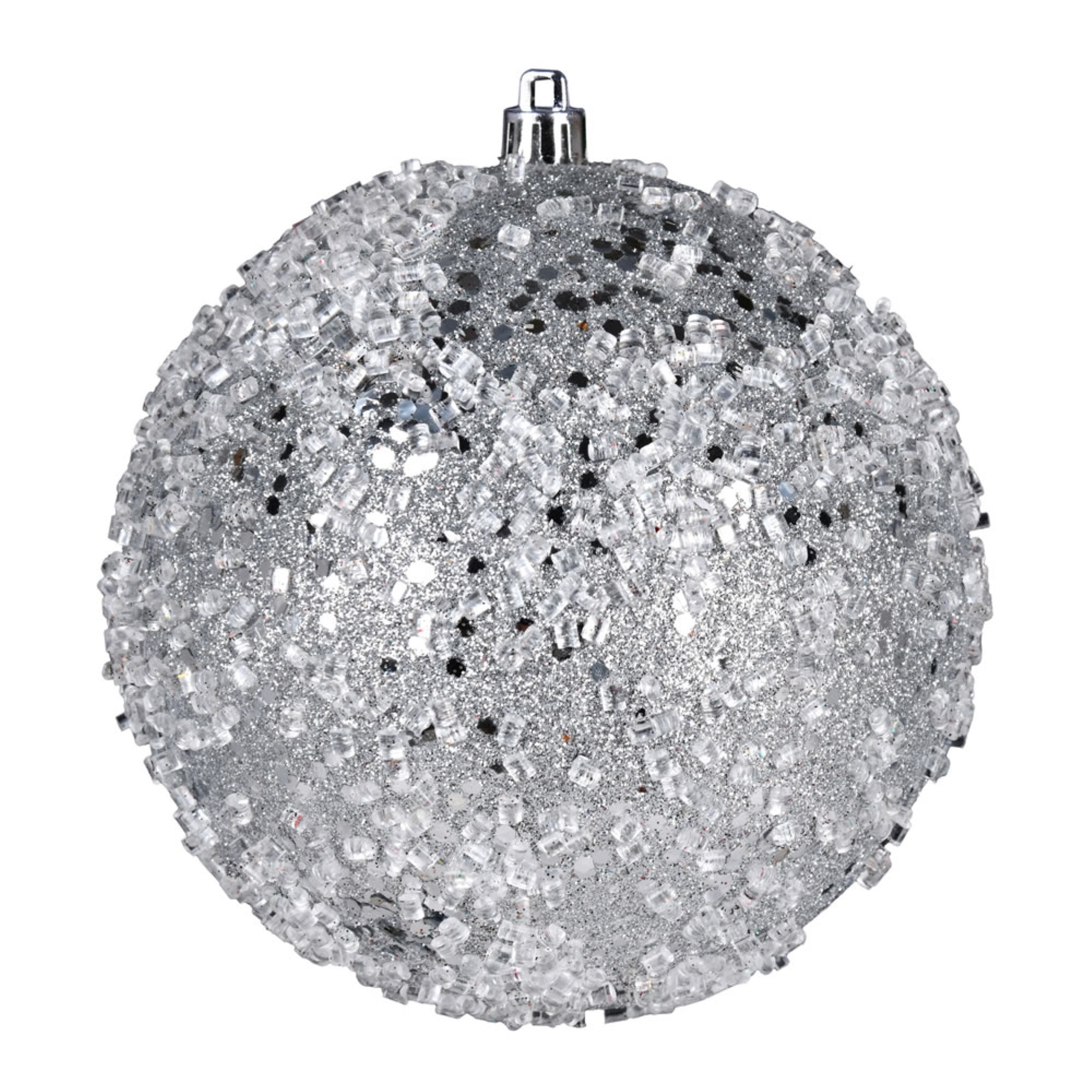 4” Silver Glitter Hail Ball 6/Bag