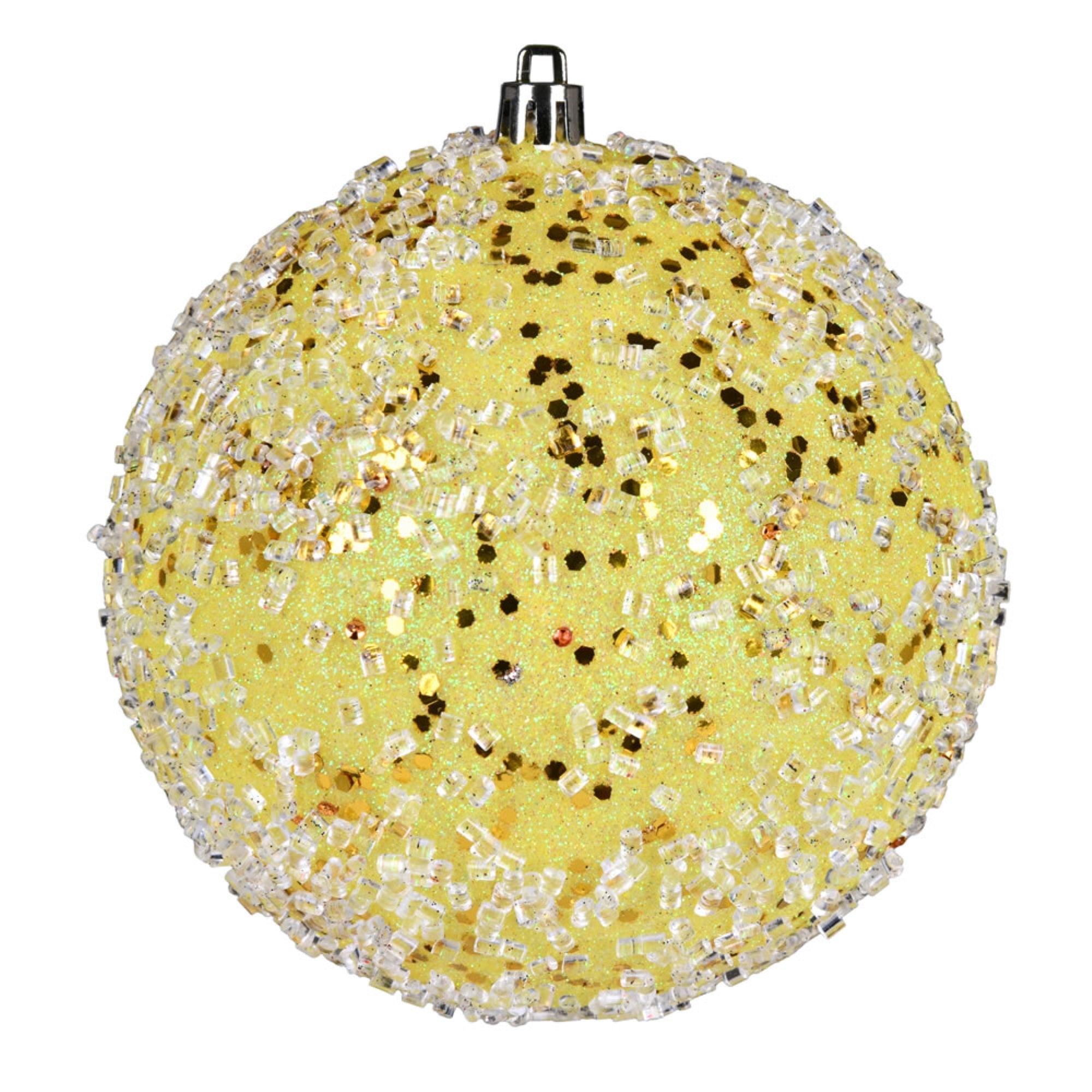 4” Yellow Glitter Hail Ball 6/Bag