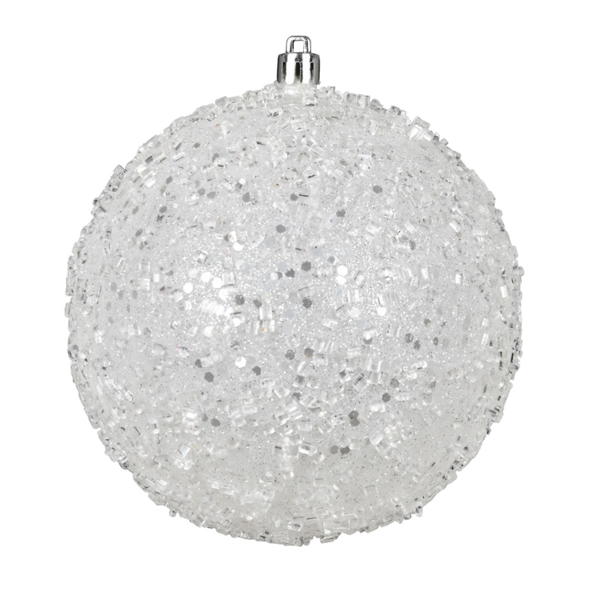 6” White Glitter Hail Ball 4/Bag