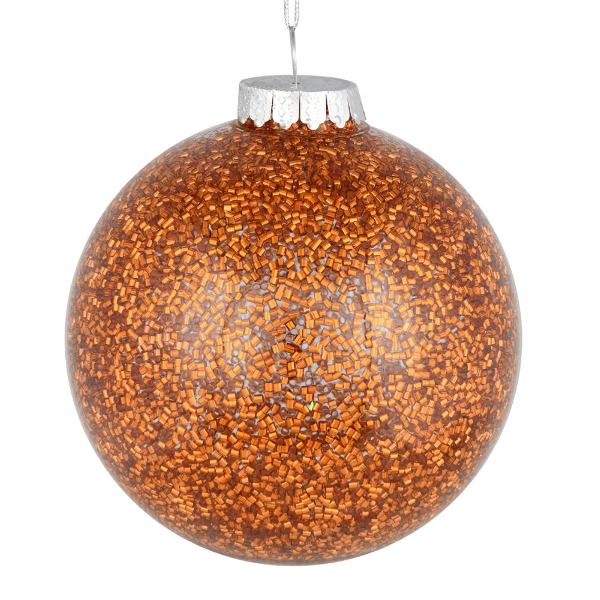 6” Copper Tinsel Clear Ball Orn 4/Bag