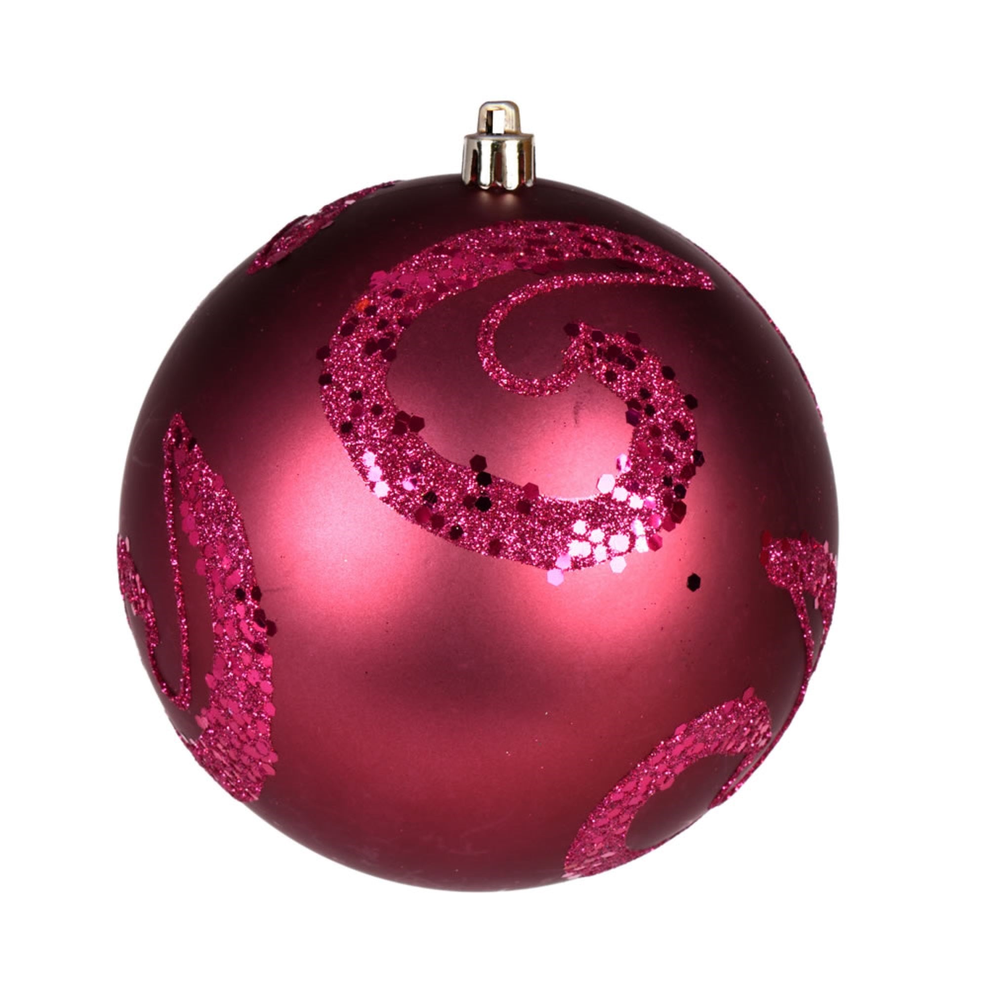 4” Berry Red Matte Sequin Drill Orn 6/Bg