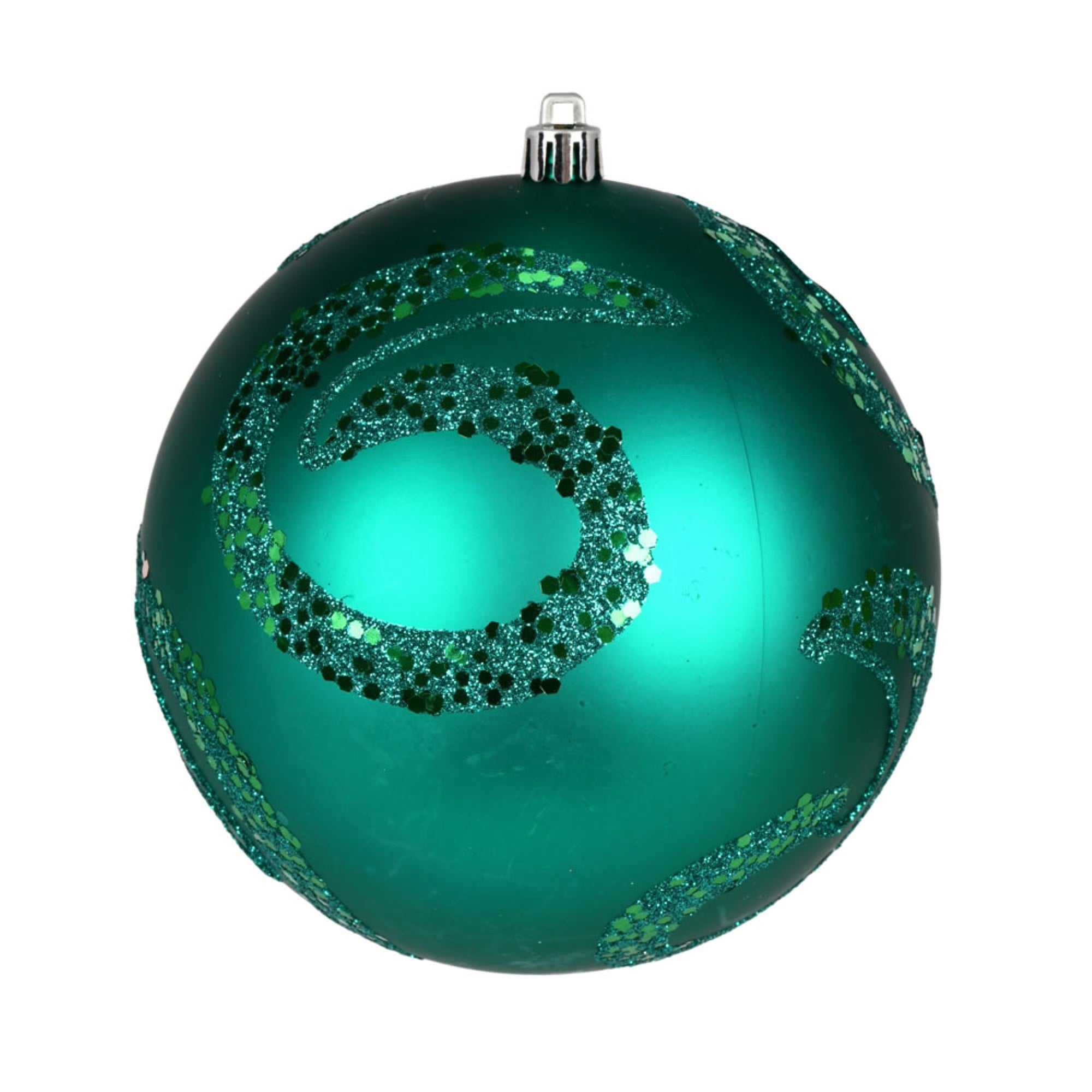 4” Teal Matte Sequin Drill Orn 6/Bg