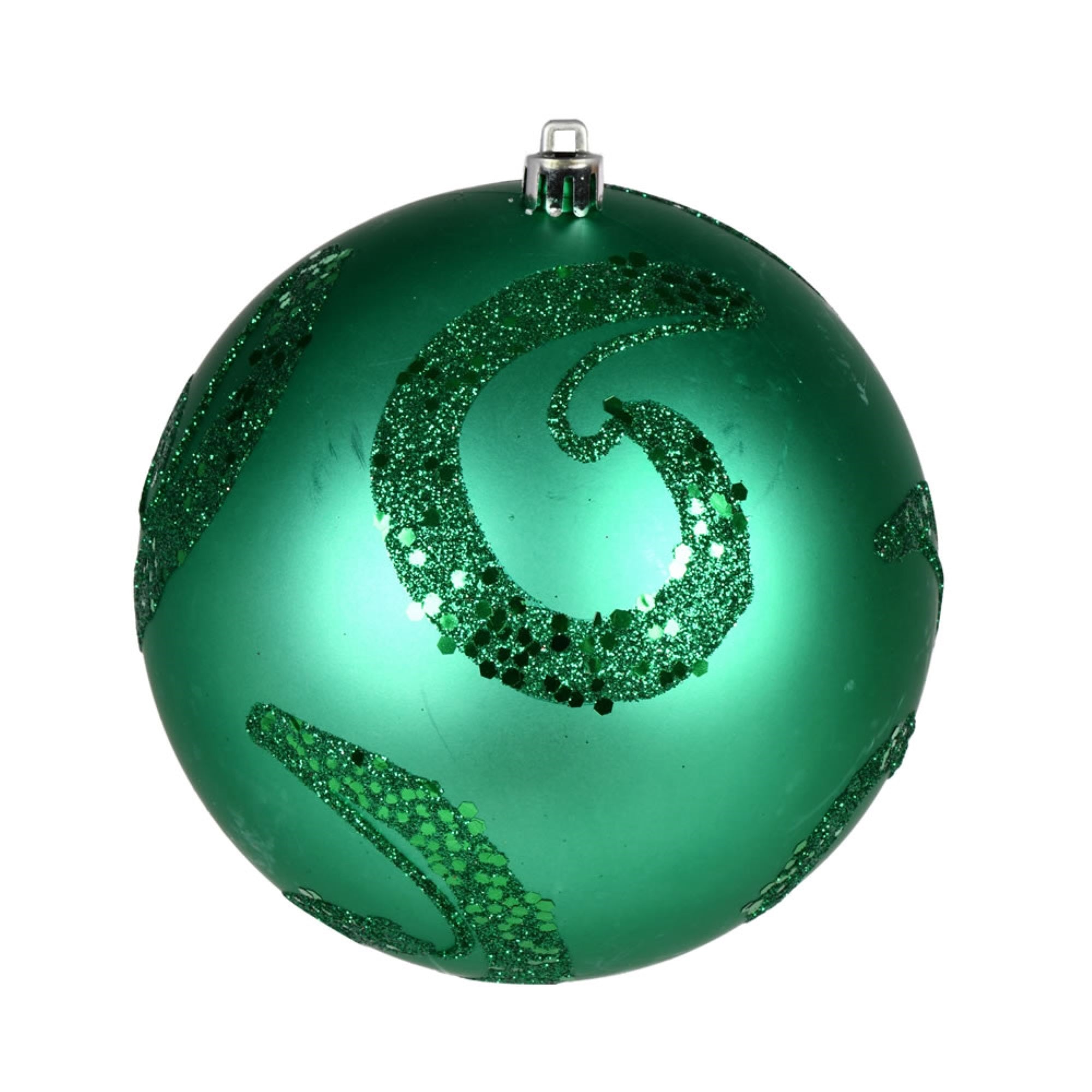 4” Seafm Green Matte Sequin Drl Orn 6/Bg